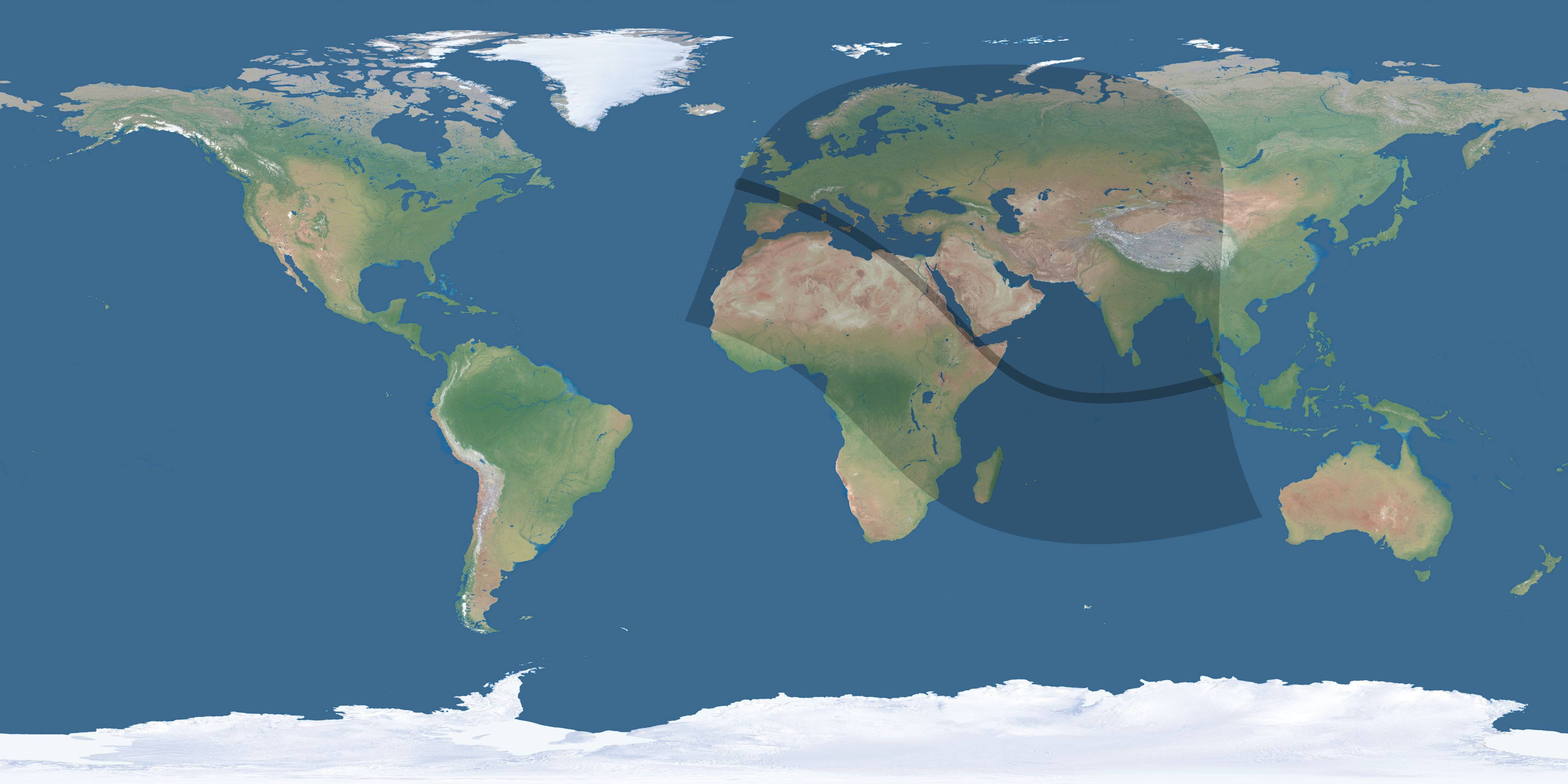 Map of the umbra and penumbra path of the solar eclipse of 11/05/2059