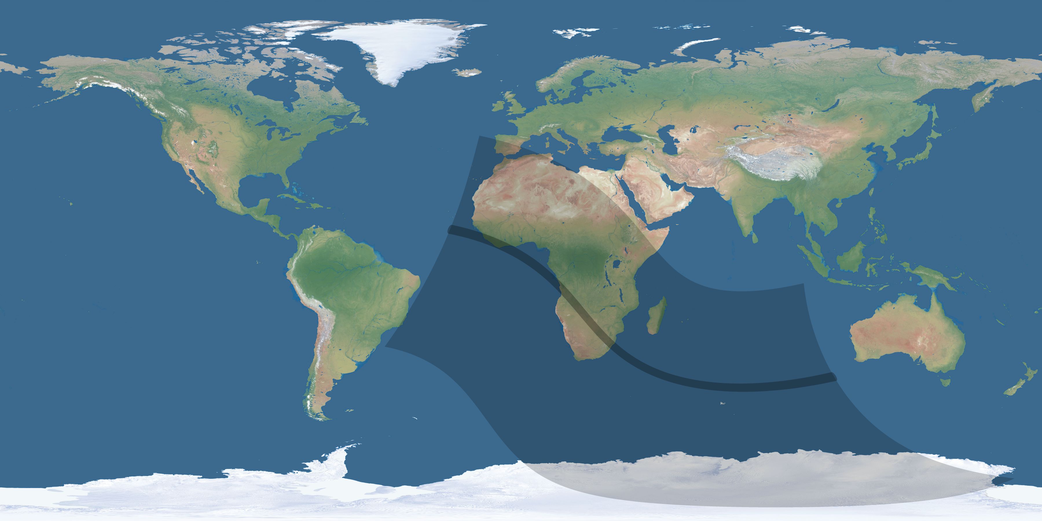 Map of the umbra and penumbra path of the solar eclipse of 10/24/2060