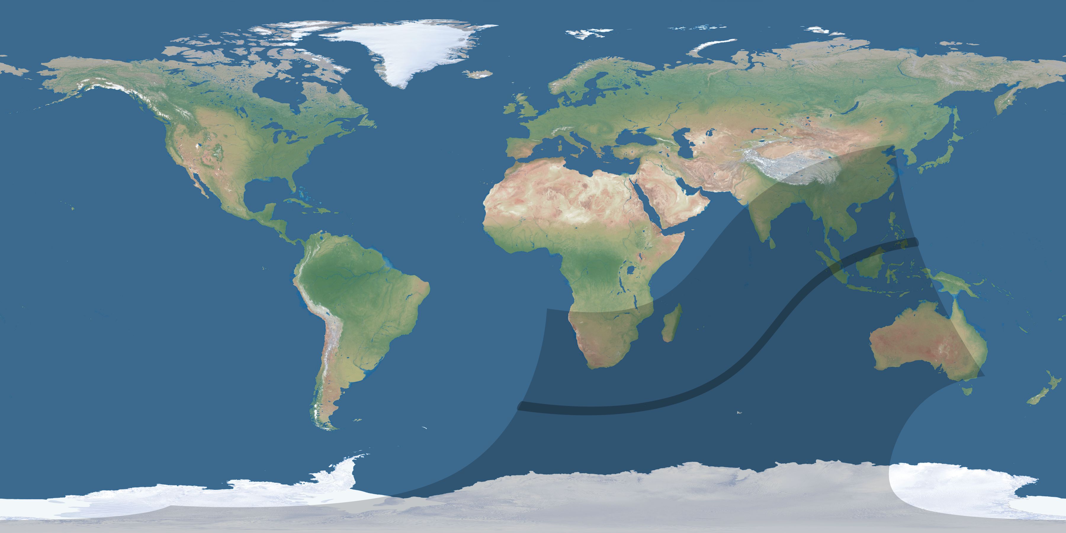 Map of the umbra and penumbra path of the solar eclipse of 02/28/2063