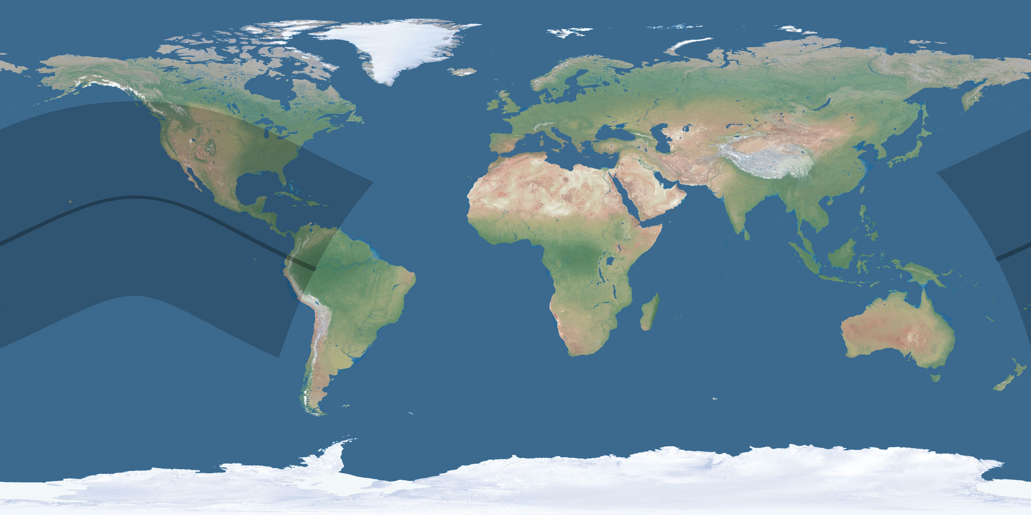 Map of the umbra and penumbra path of the solar eclipse of 06/11/2067