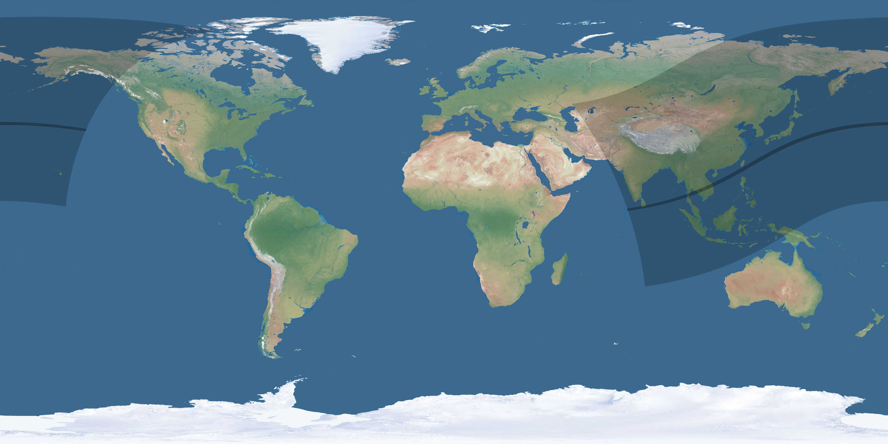 Map of the umbra and penumbra path of the solar eclipse of 04/11/2070