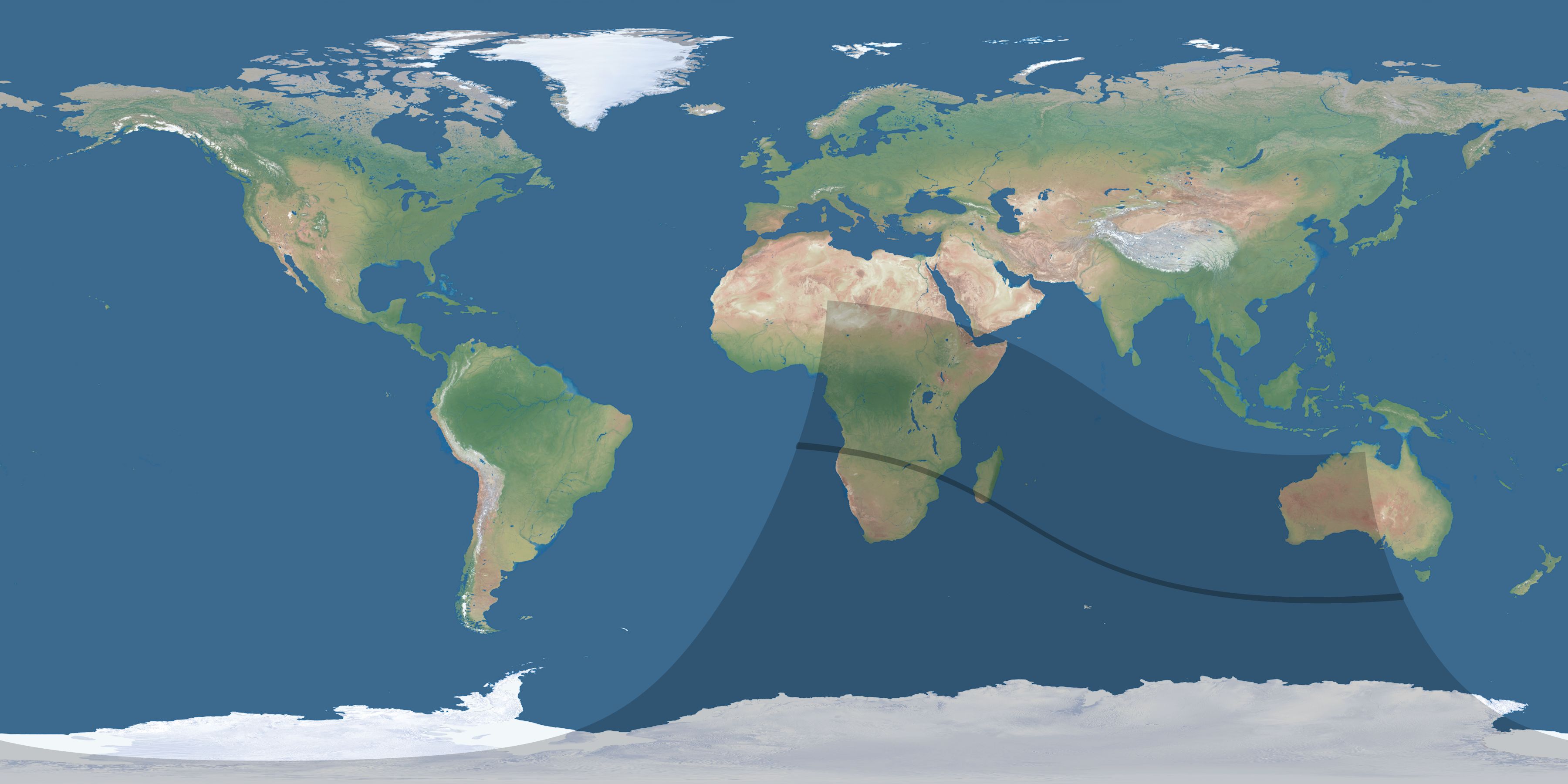 Map of the umbra and penumbra path of the solar eclipse of 10/04/2070