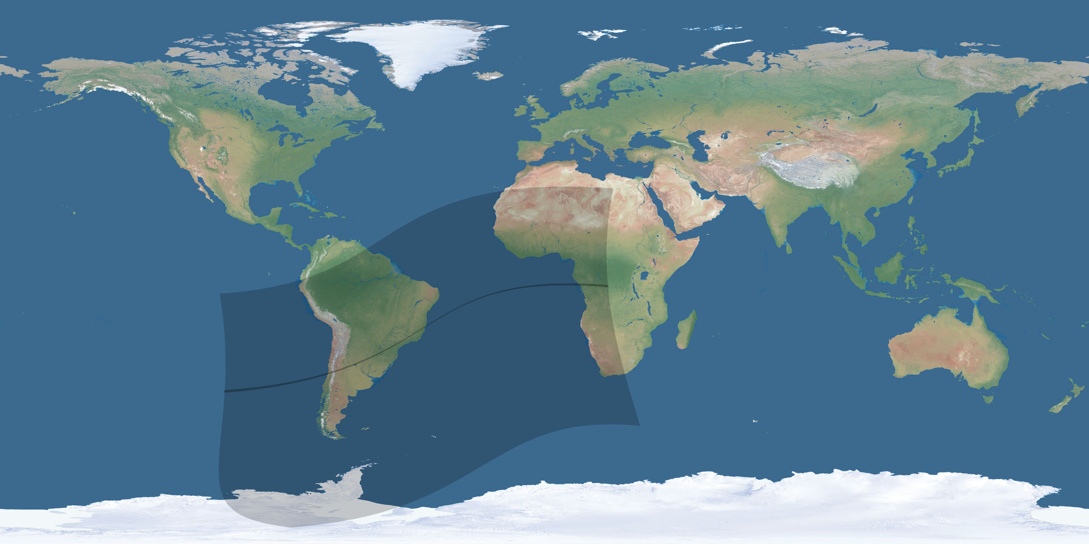 Map of the umbra and penumbra path of the solar eclipse of 03/31/2071