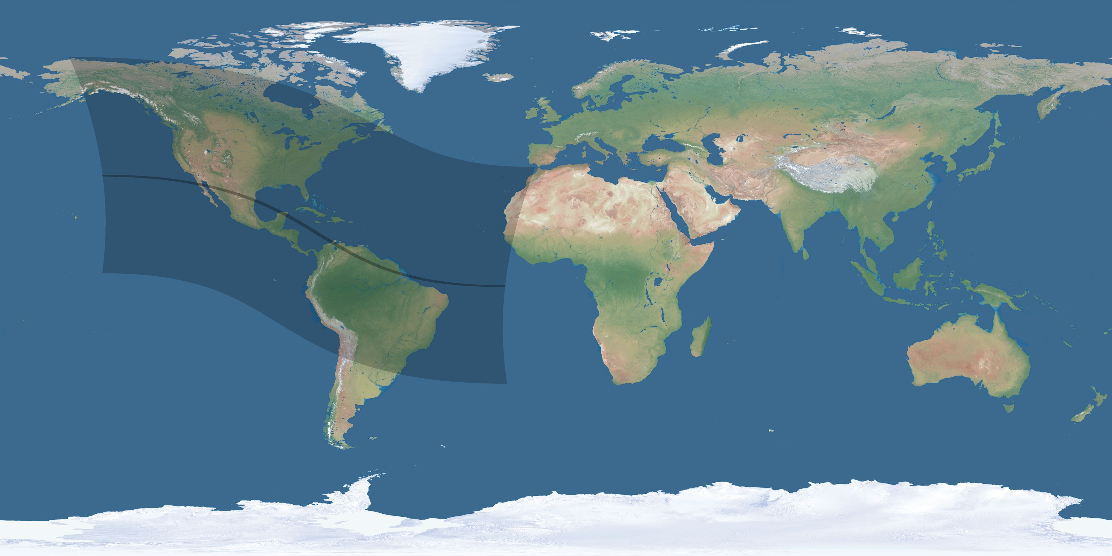 Map of the umbra and penumbra path of the solar eclipse of 09/23/2071