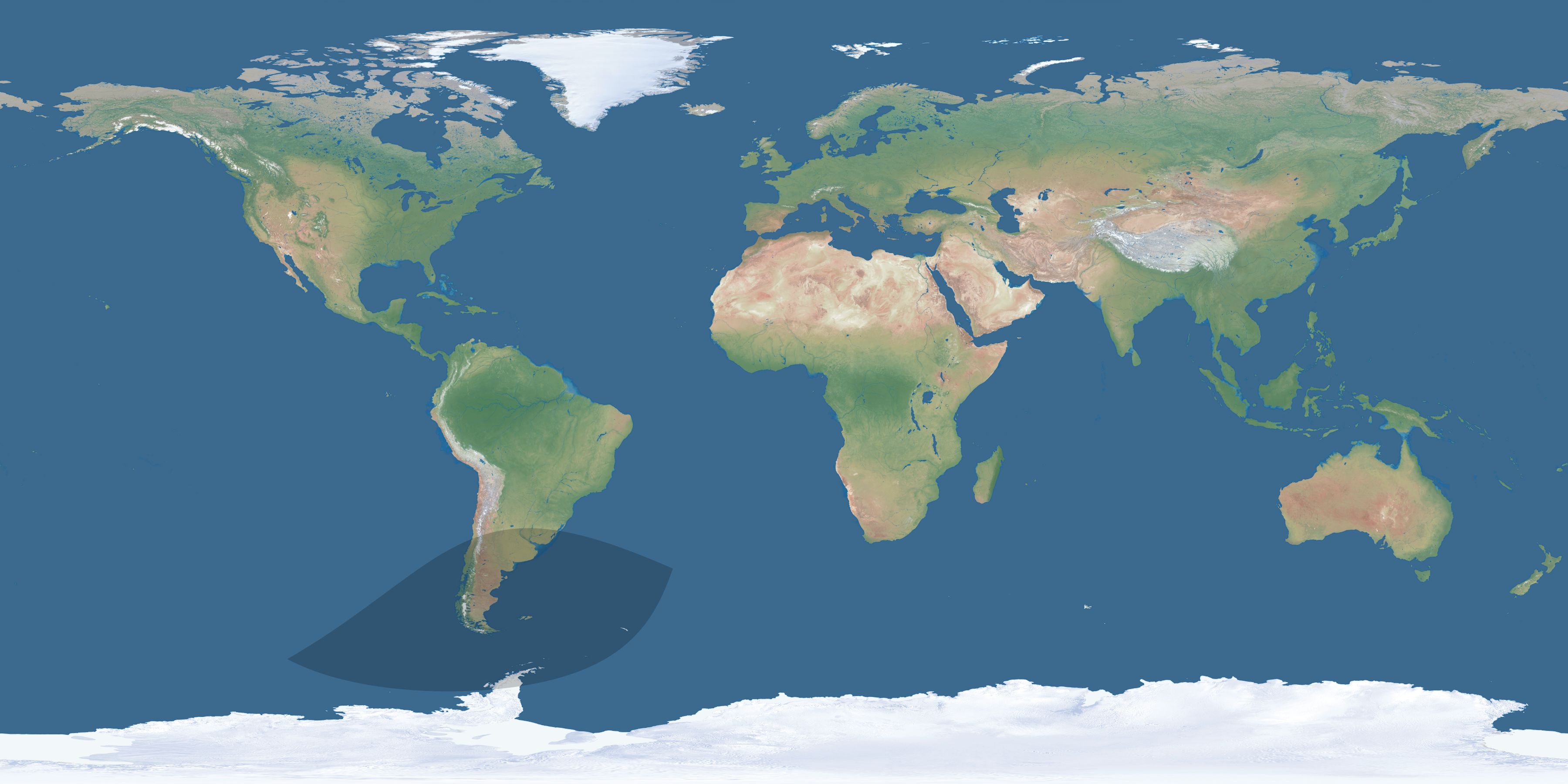 Map of the umbra and penumbra path of the solar eclipse of 06/01/2076