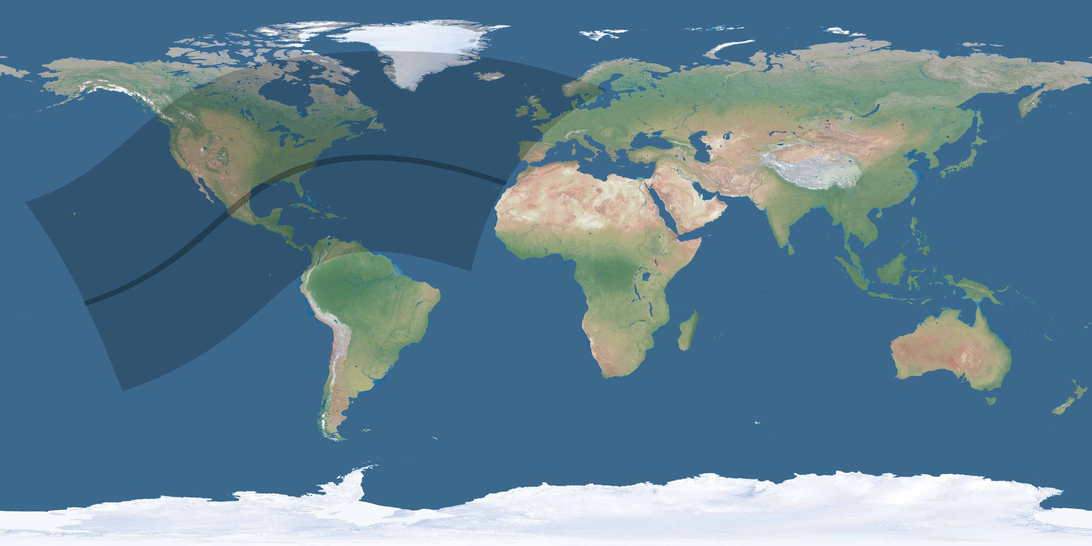 Map of the umbra and penumbra path of the solar eclipse of 05/11/2078