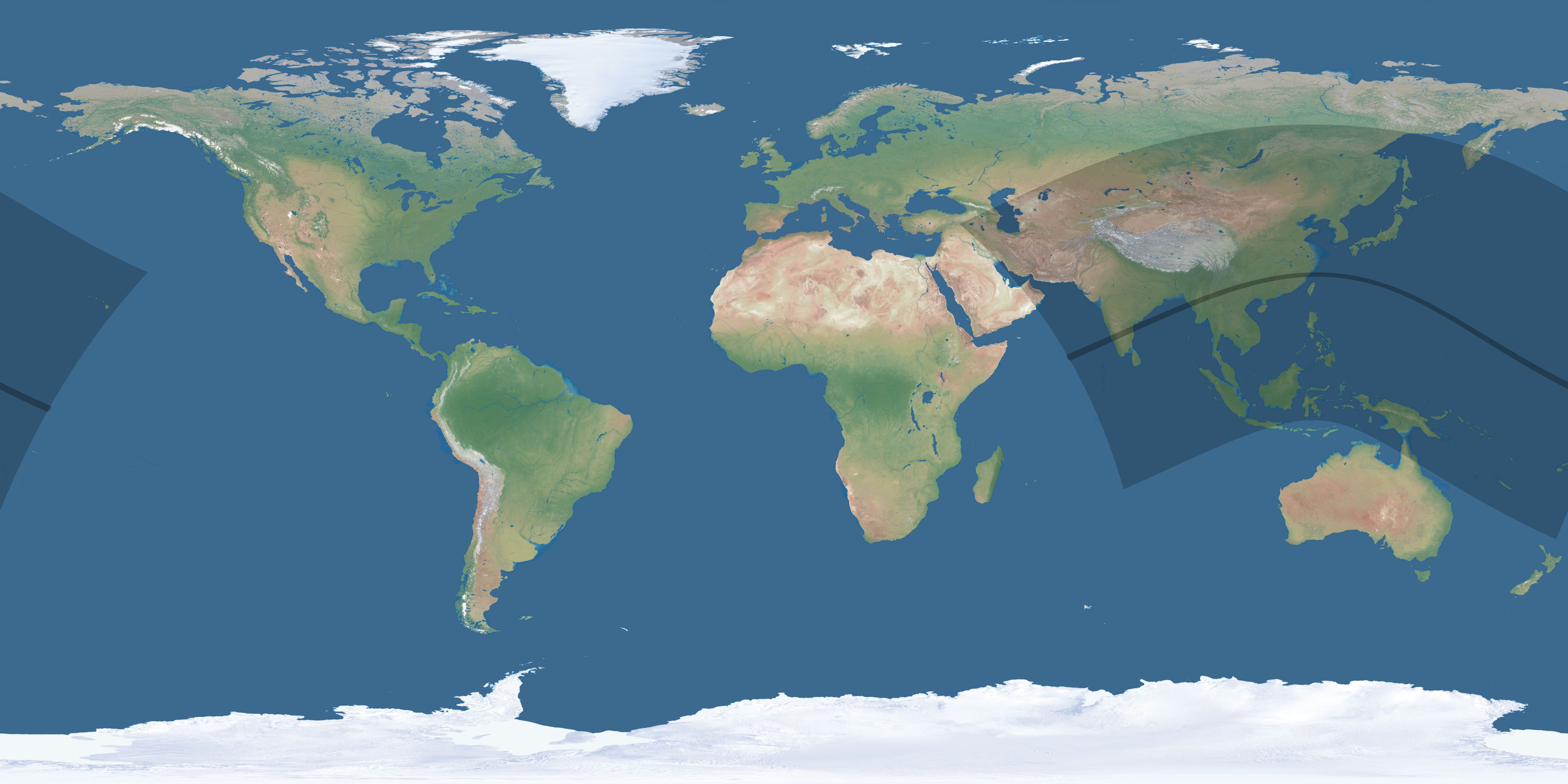 Map of the umbra and penumbra path of the solar eclipse of 06/22/2085