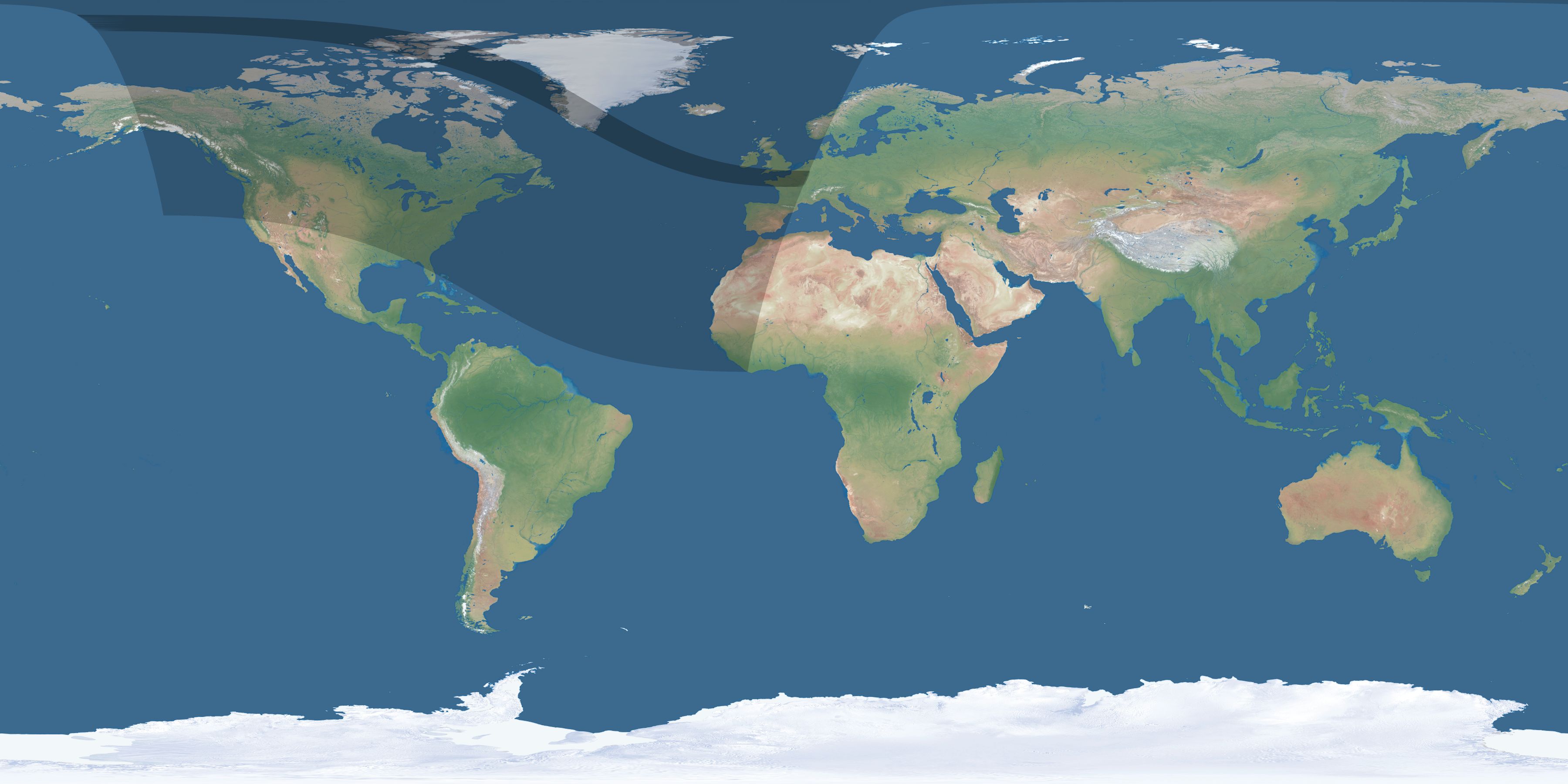 Map of the umbra and penumbra path of the solar eclipse of 09/23/2090