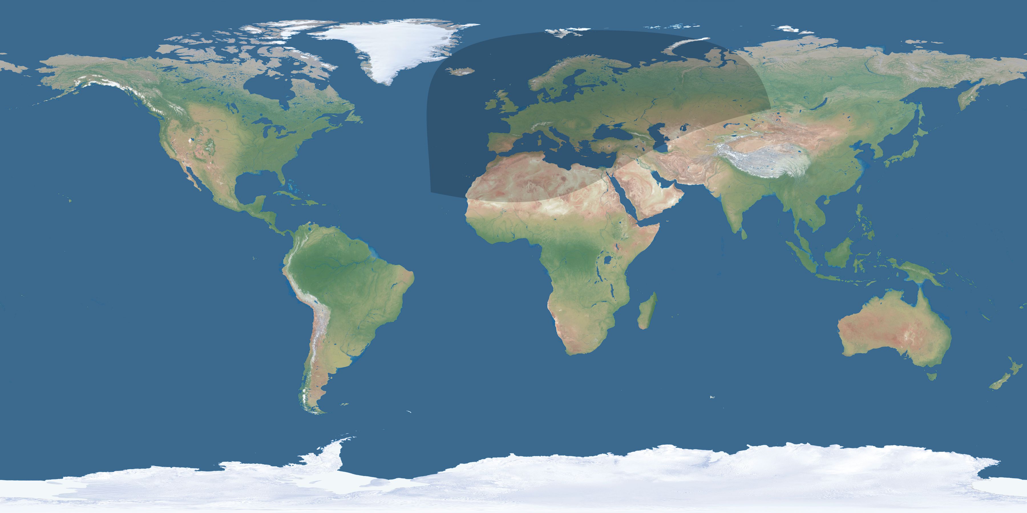 Map of the umbra and penumbra path of the solar eclipse of 02/18/2091