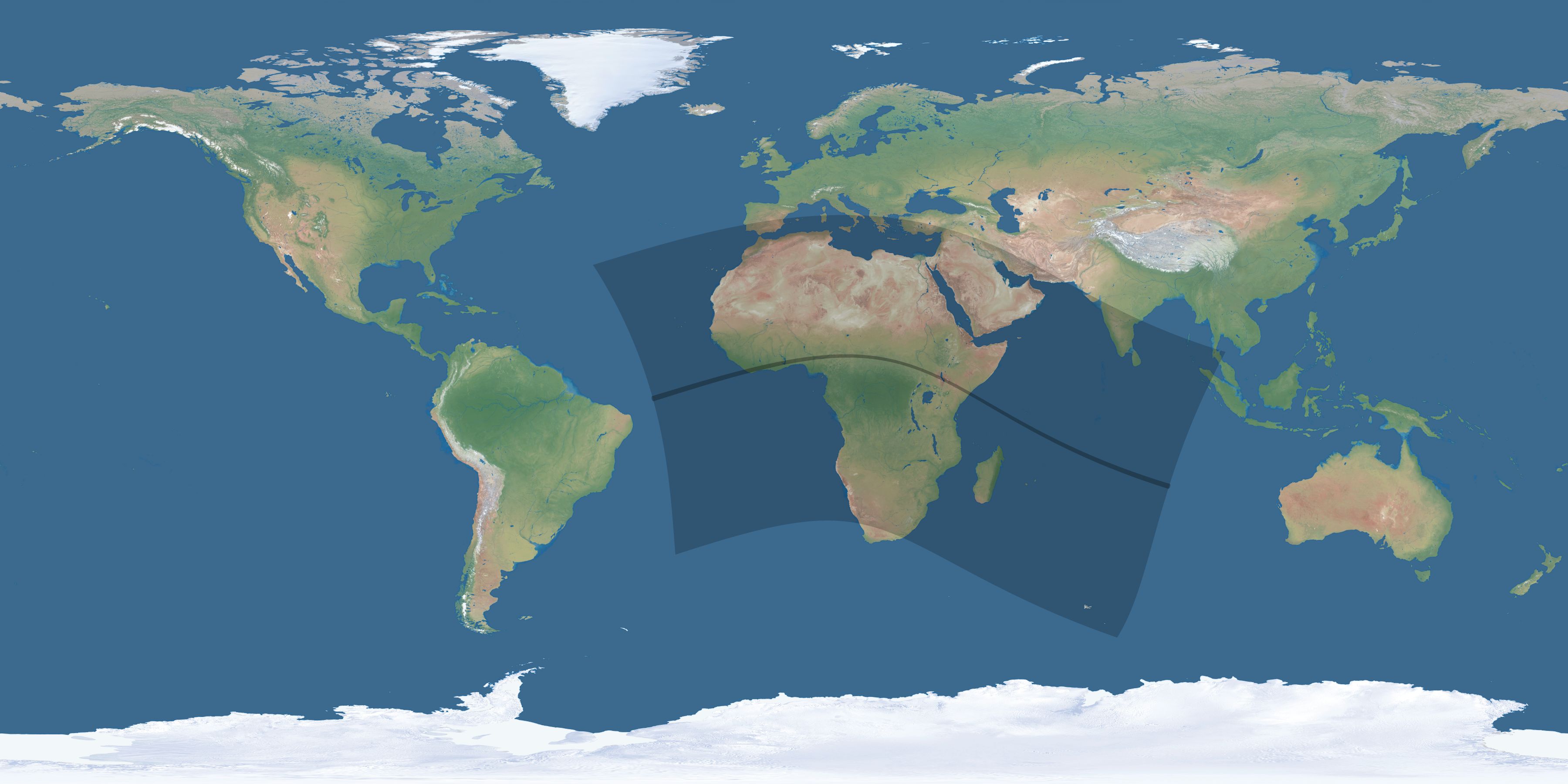 Map of the umbra and penumbra path of the solar eclipse of 08/03/2092