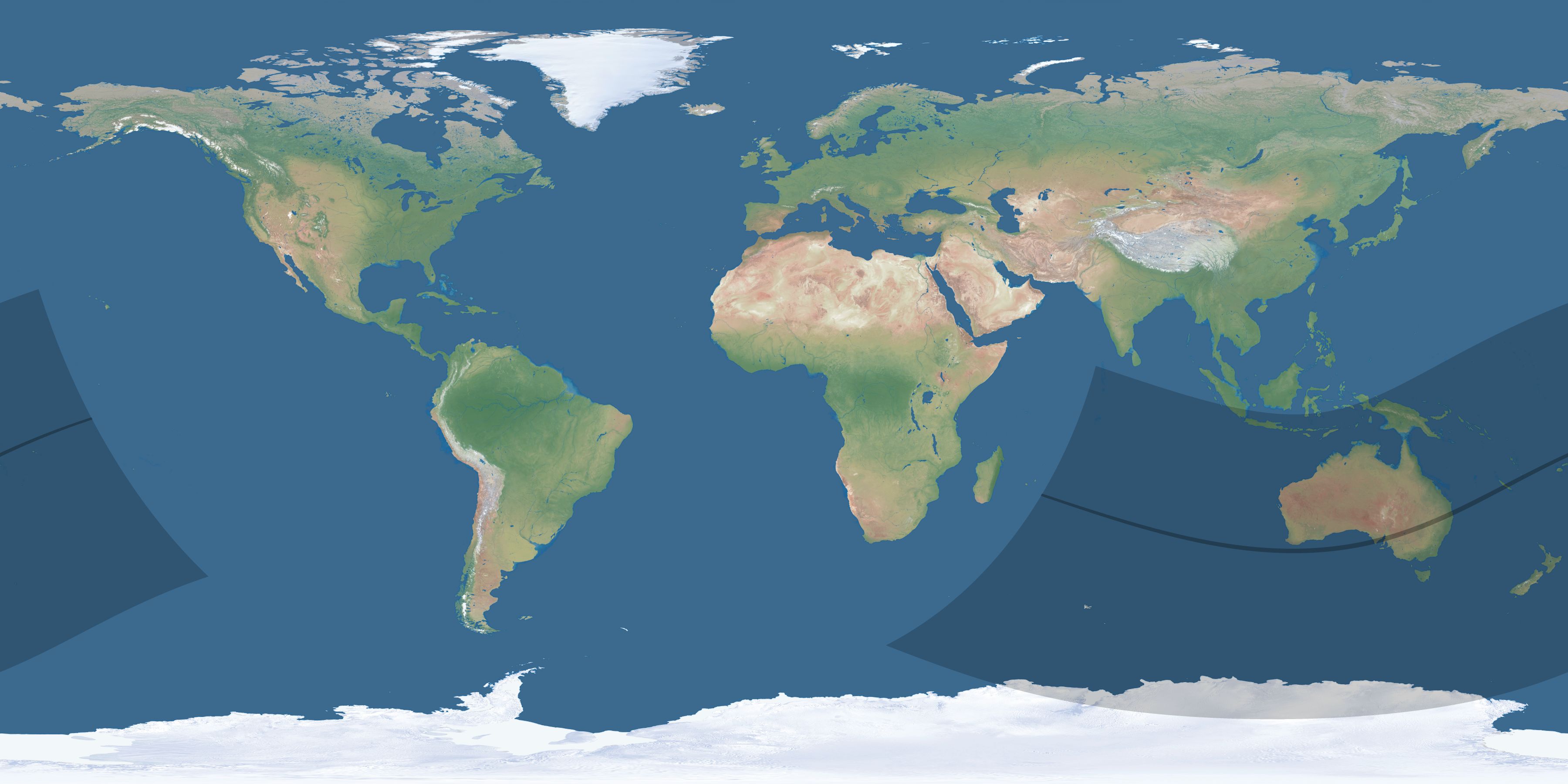 Map of the umbra and penumbra path of the solar eclipse of 01/27/2093