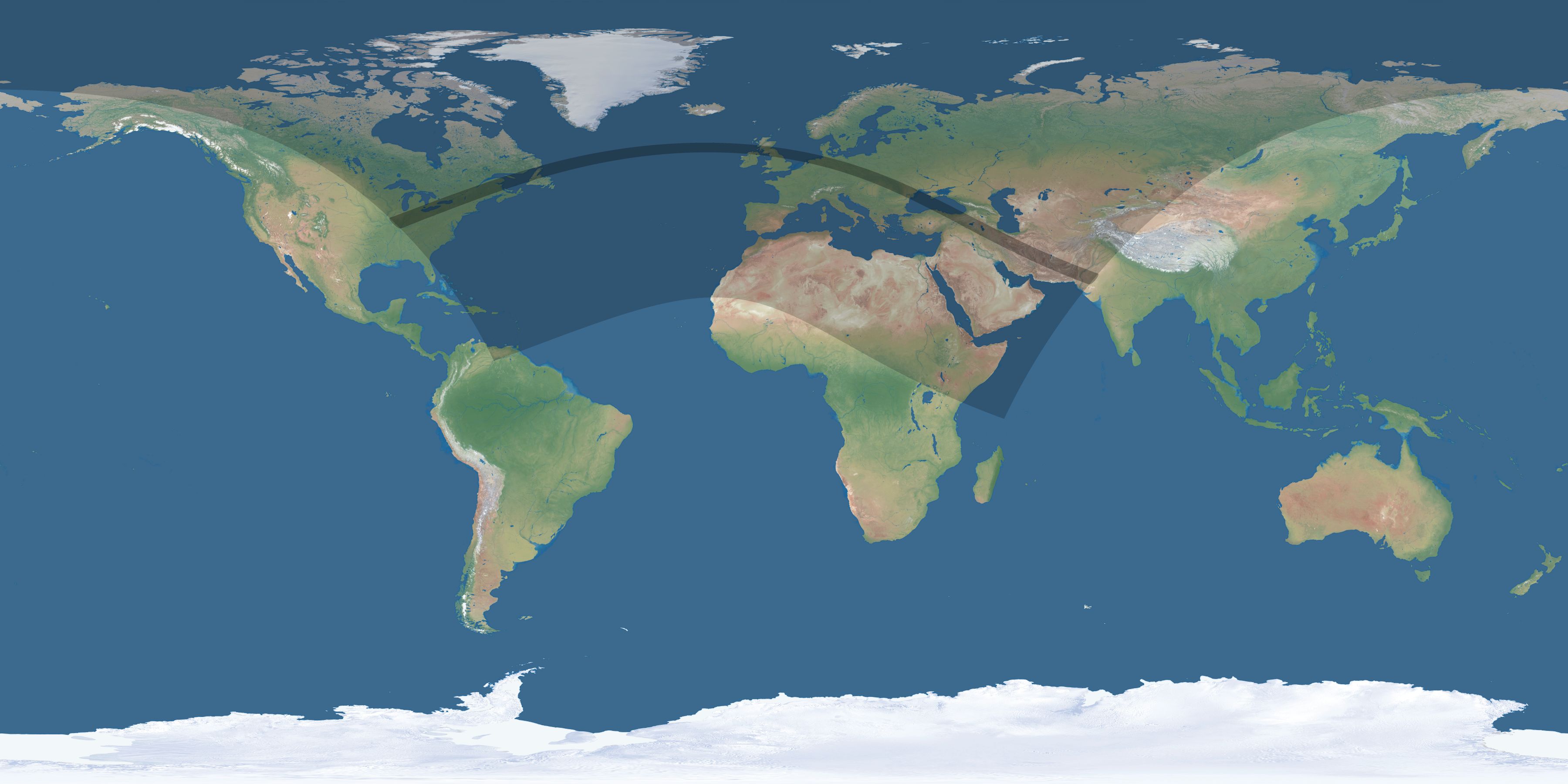 Map of the umbra and penumbra path of the solar eclipse of 07/23/2093