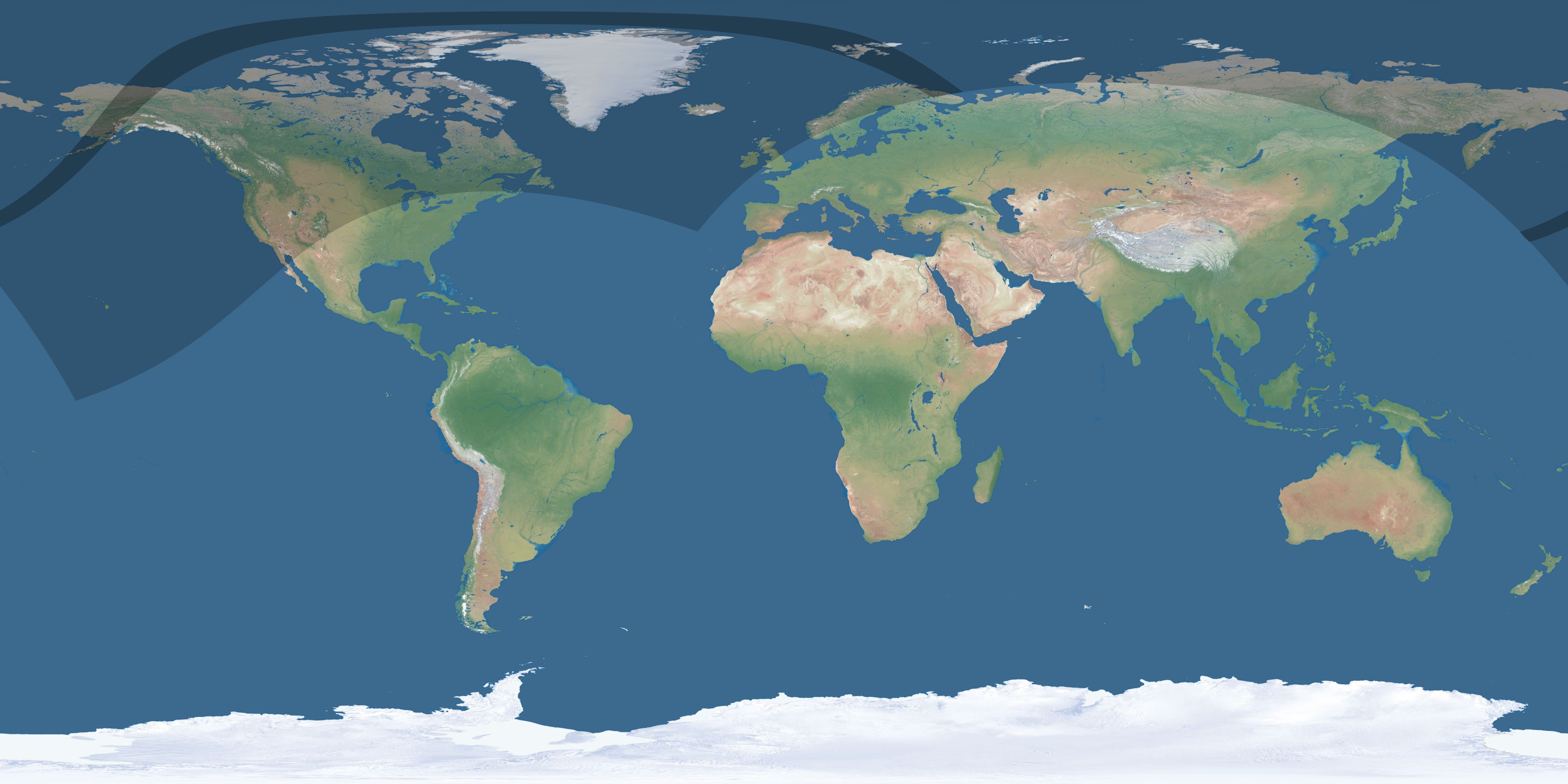 Map of the umbra and penumbra path of the solar eclipse of 05/11/2097