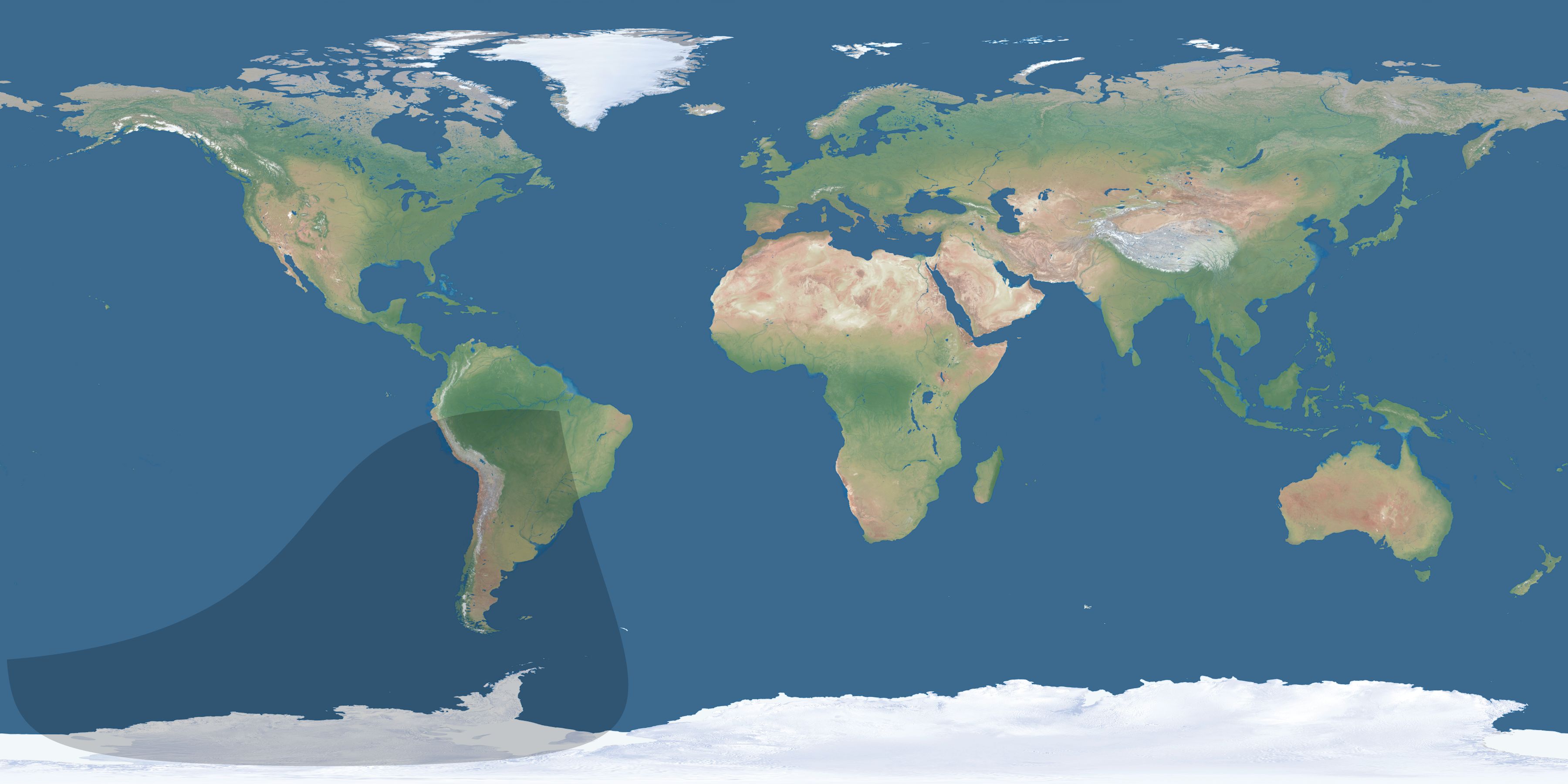 Map of the umbra and penumbra path of the solar eclipse of 04/01/2098