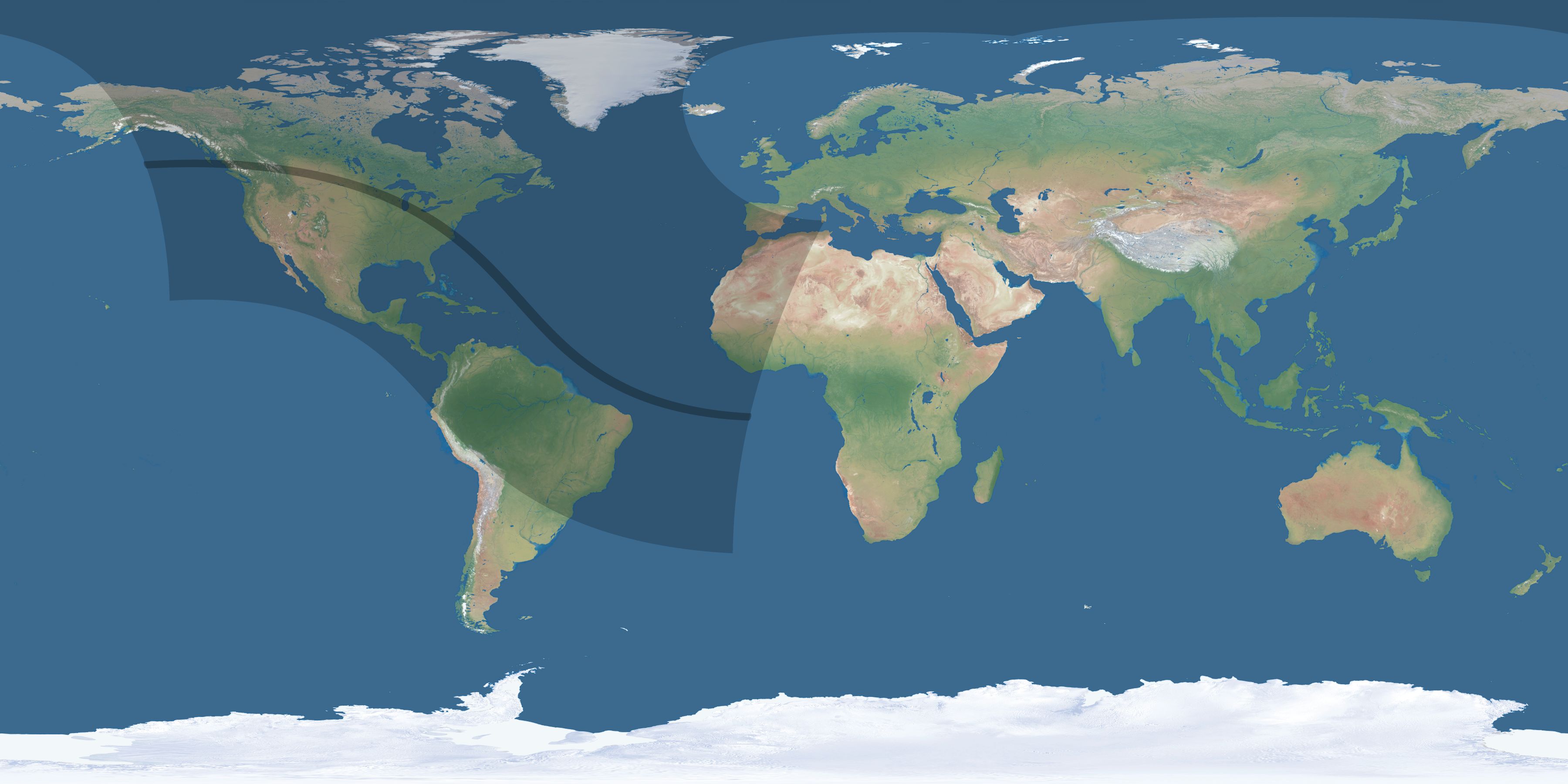 Map of the umbra and penumbra path of the solar eclipse of 09/14/2099