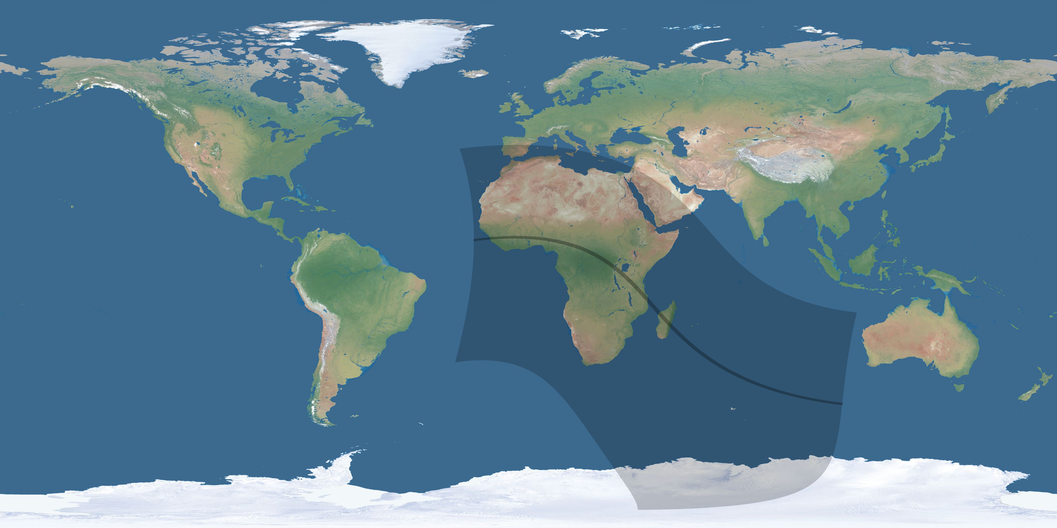 Map of the umbra and penumbra path of the solar eclipse of 09/04/2100