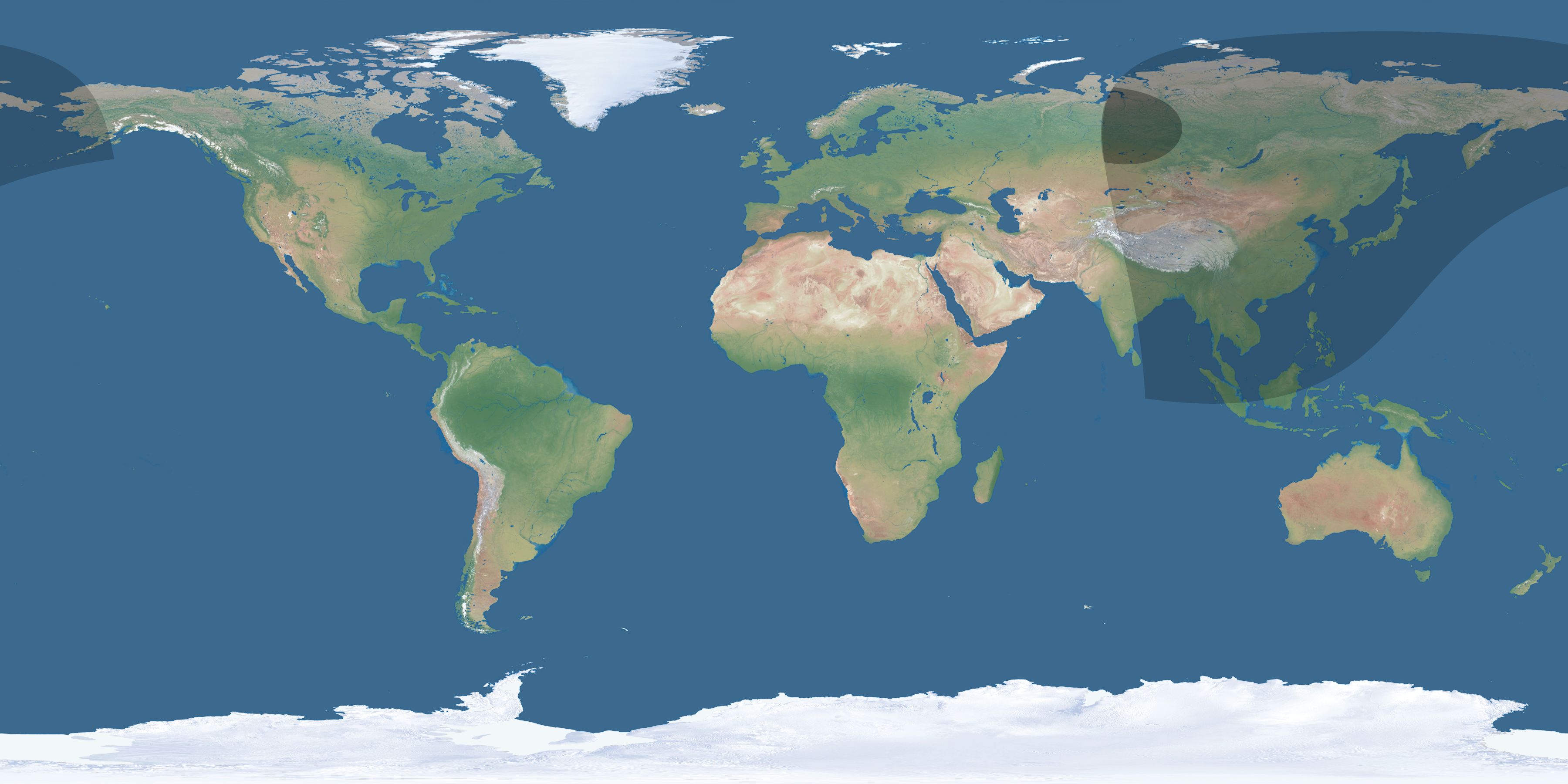 Map of the umbra and penumbra path of the solar eclipse of 02/28/2101