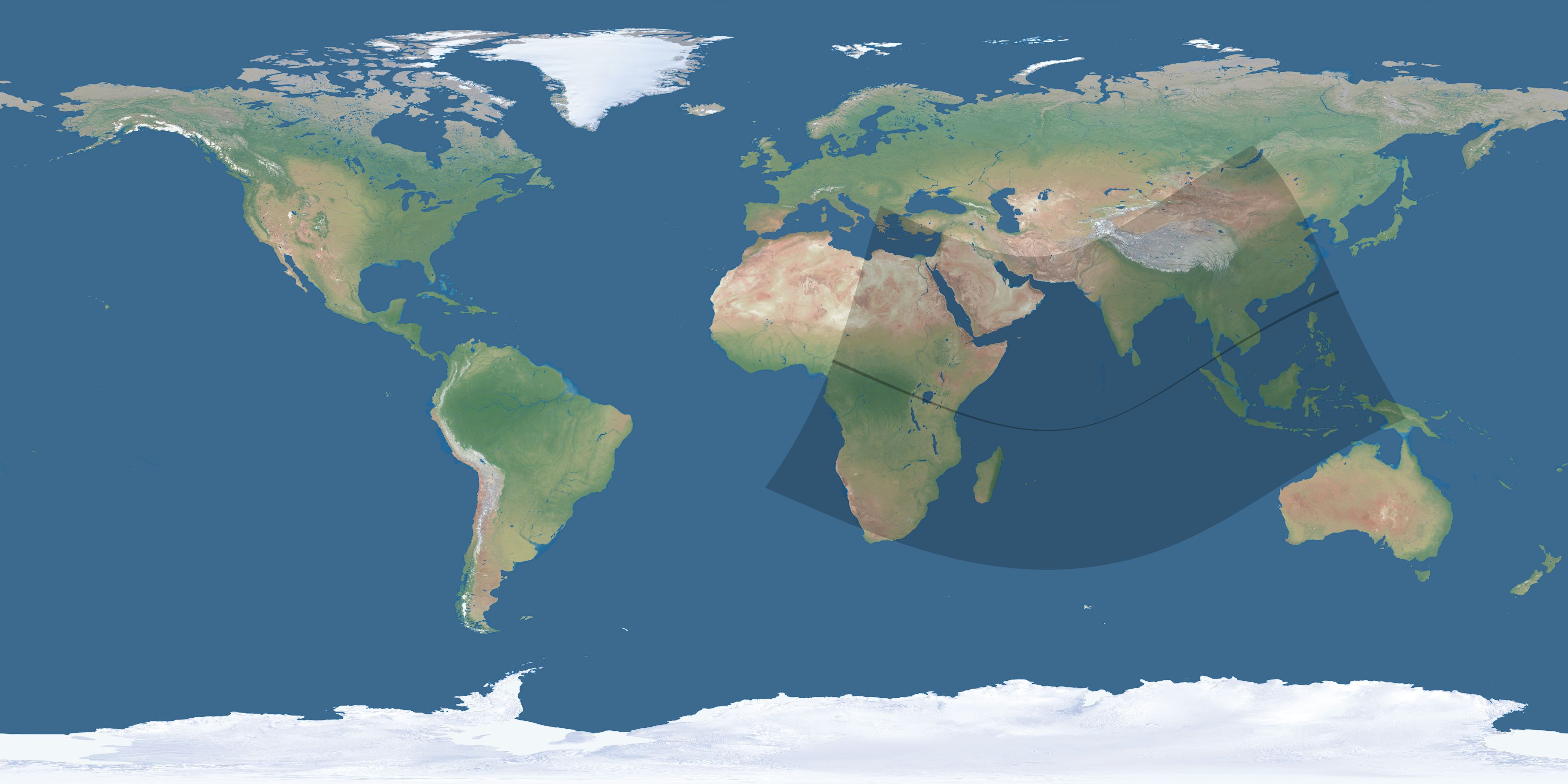 Map of the umbra and penumbra path of the solar eclipse of 12/29/2103