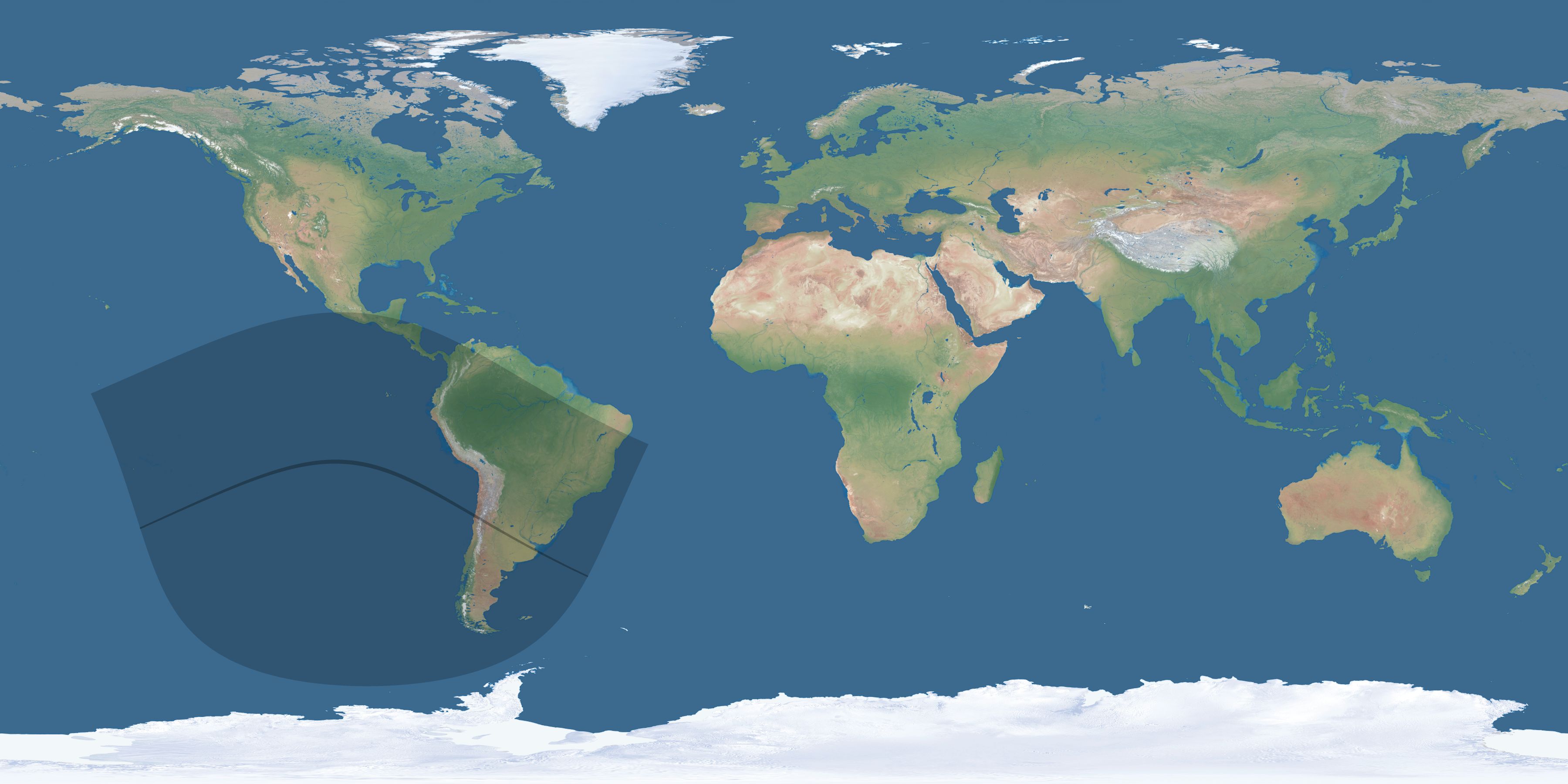 Map of the umbra and penumbra path of the solar eclipse of 06/22/2104
