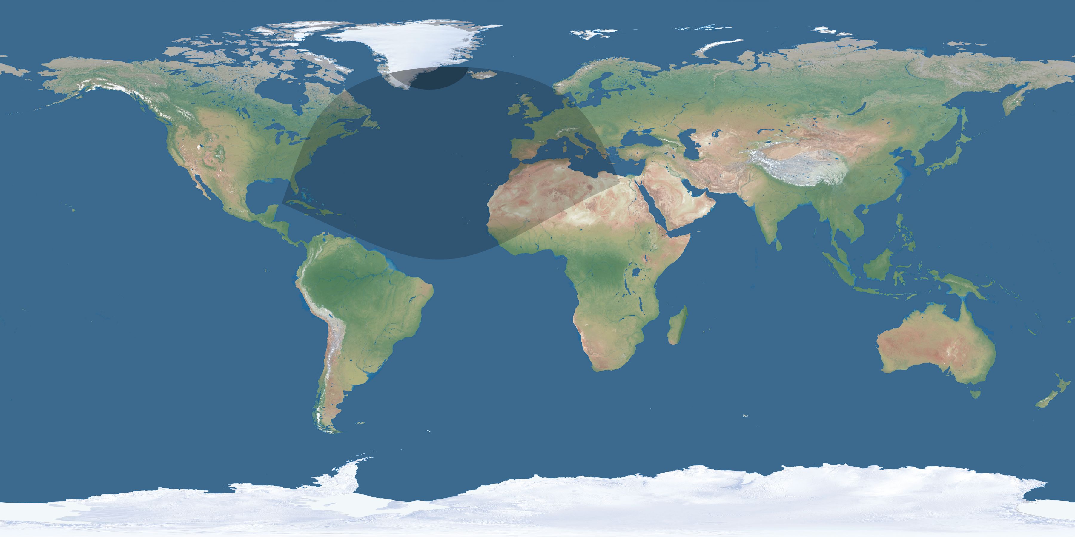 Map of the umbra and penumbra path of the solar eclipse of 12/17/2104