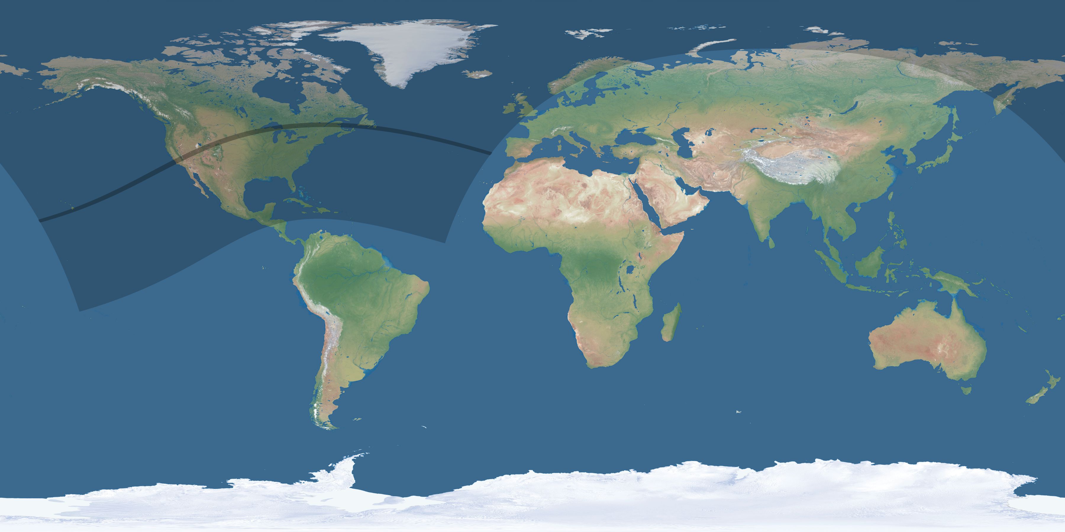 Map of the umbra and penumbra path of the solar eclipse of 05/03/2106