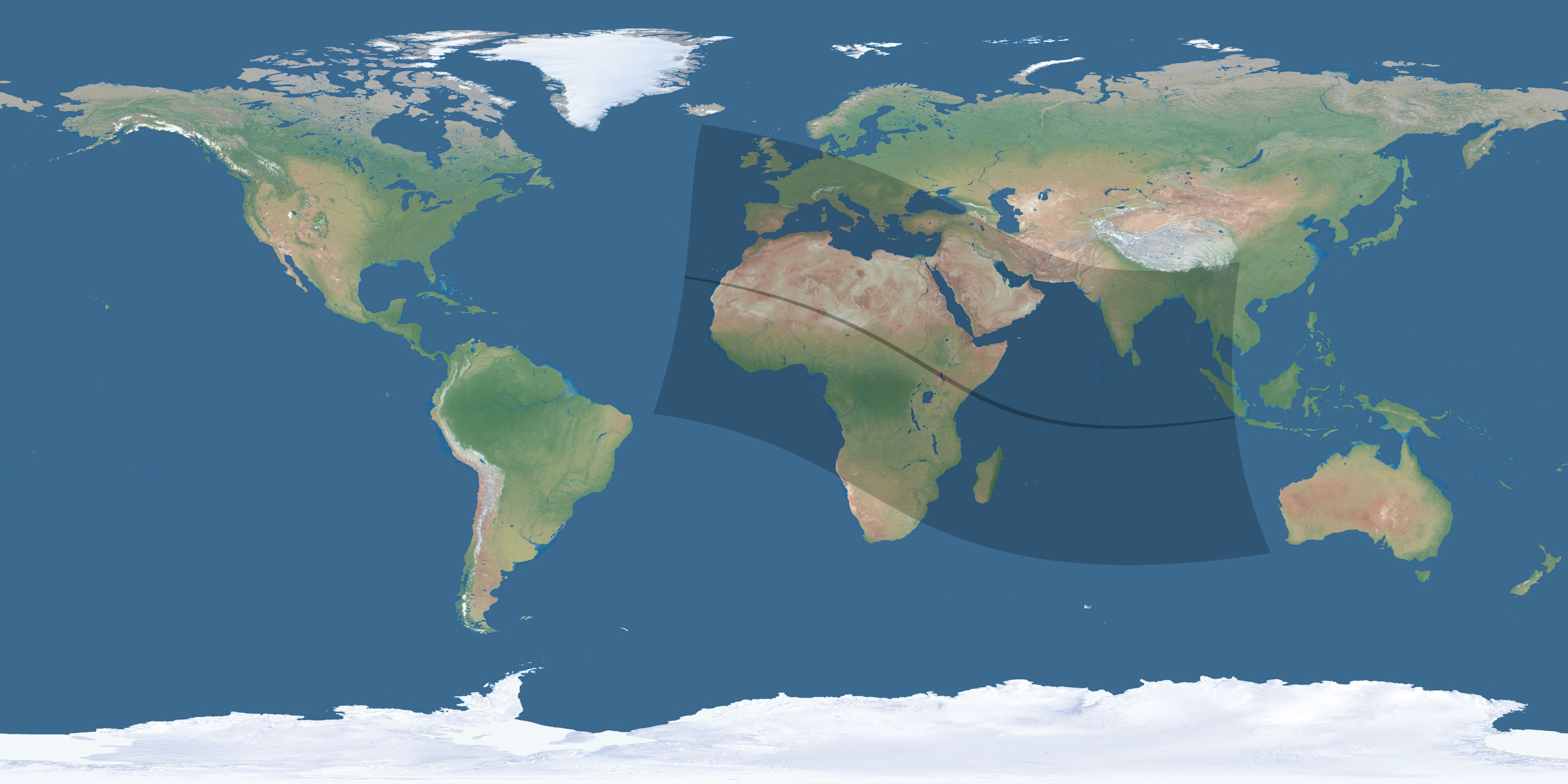 Map of the umbra and penumbra path of the solar eclipse of 10/16/2107