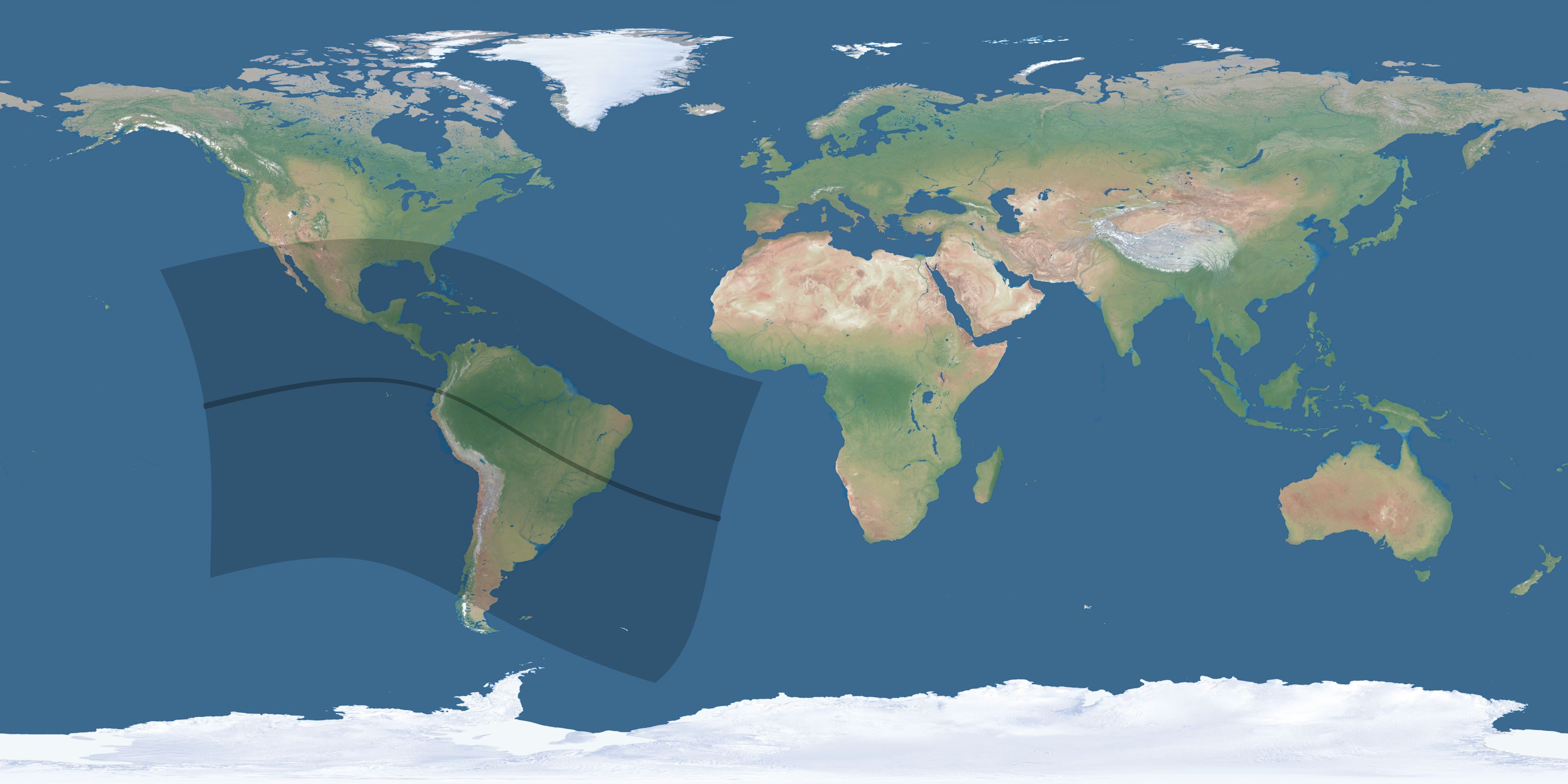 Map of the umbra and penumbra path of the solar eclipse of 08/15/2110