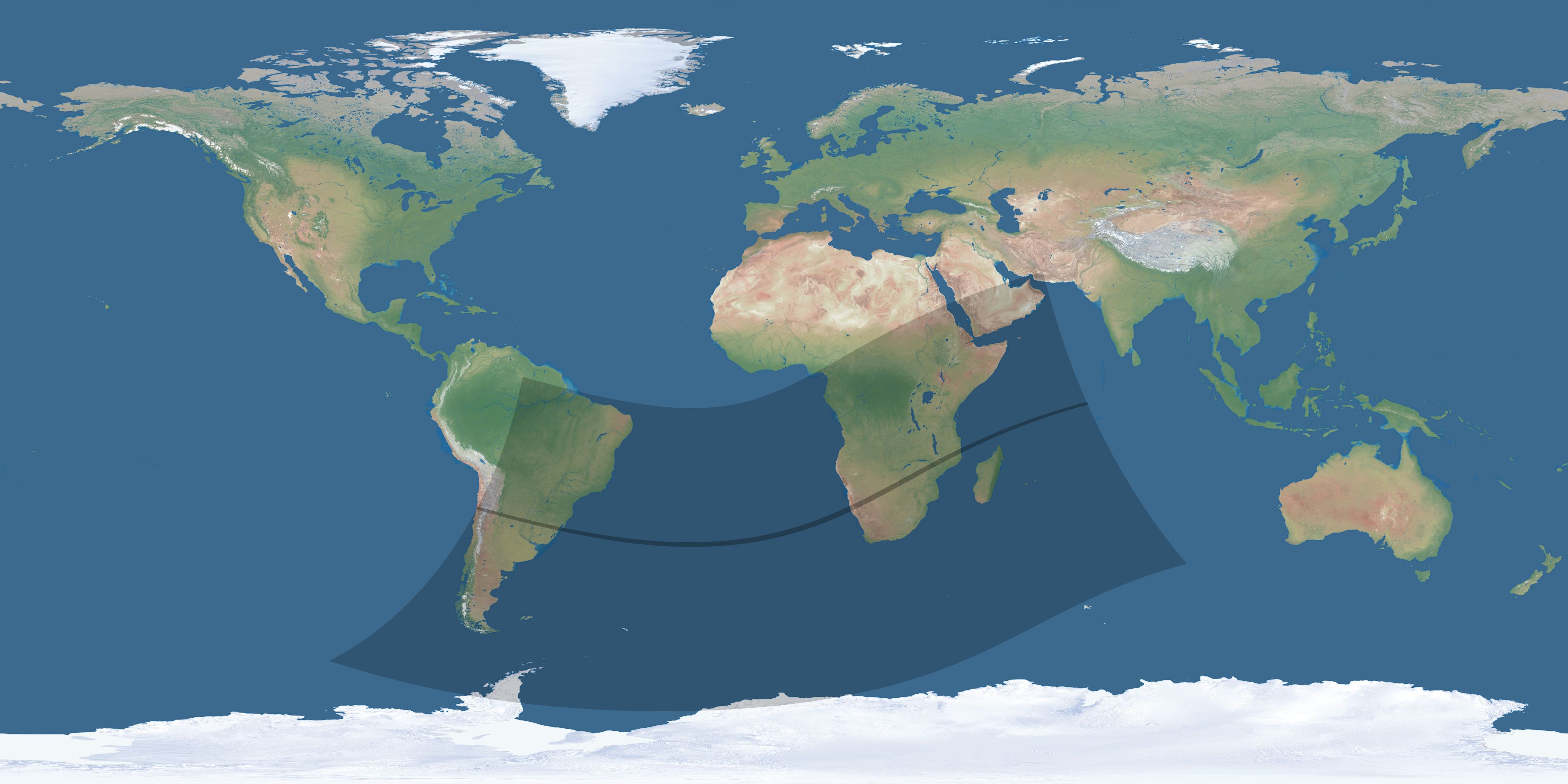 Map of the umbra and penumbra path of the solar eclipse of 02/08/2111