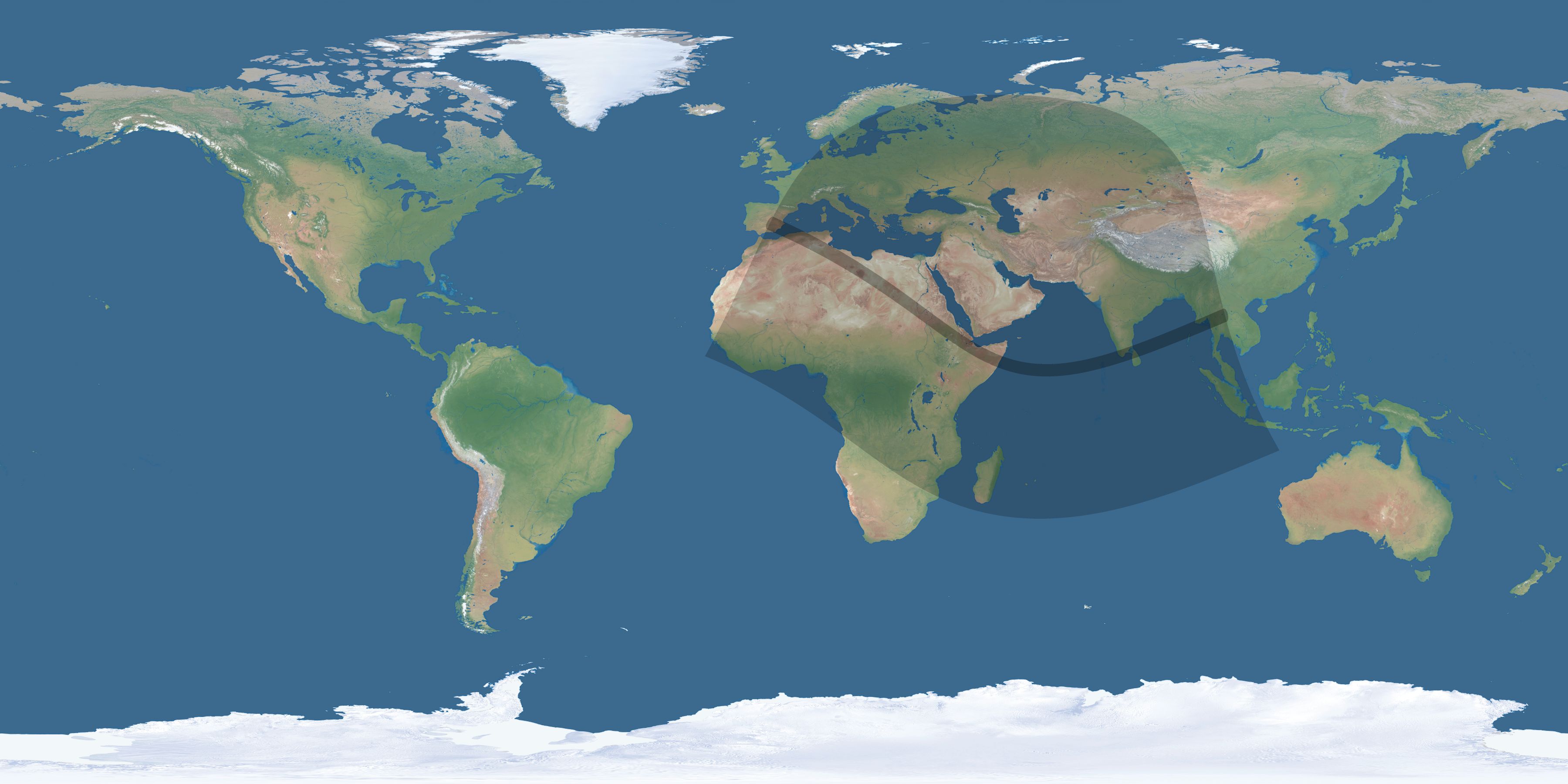 Map of the umbra and penumbra path of the solar eclipse of 12/08/2113