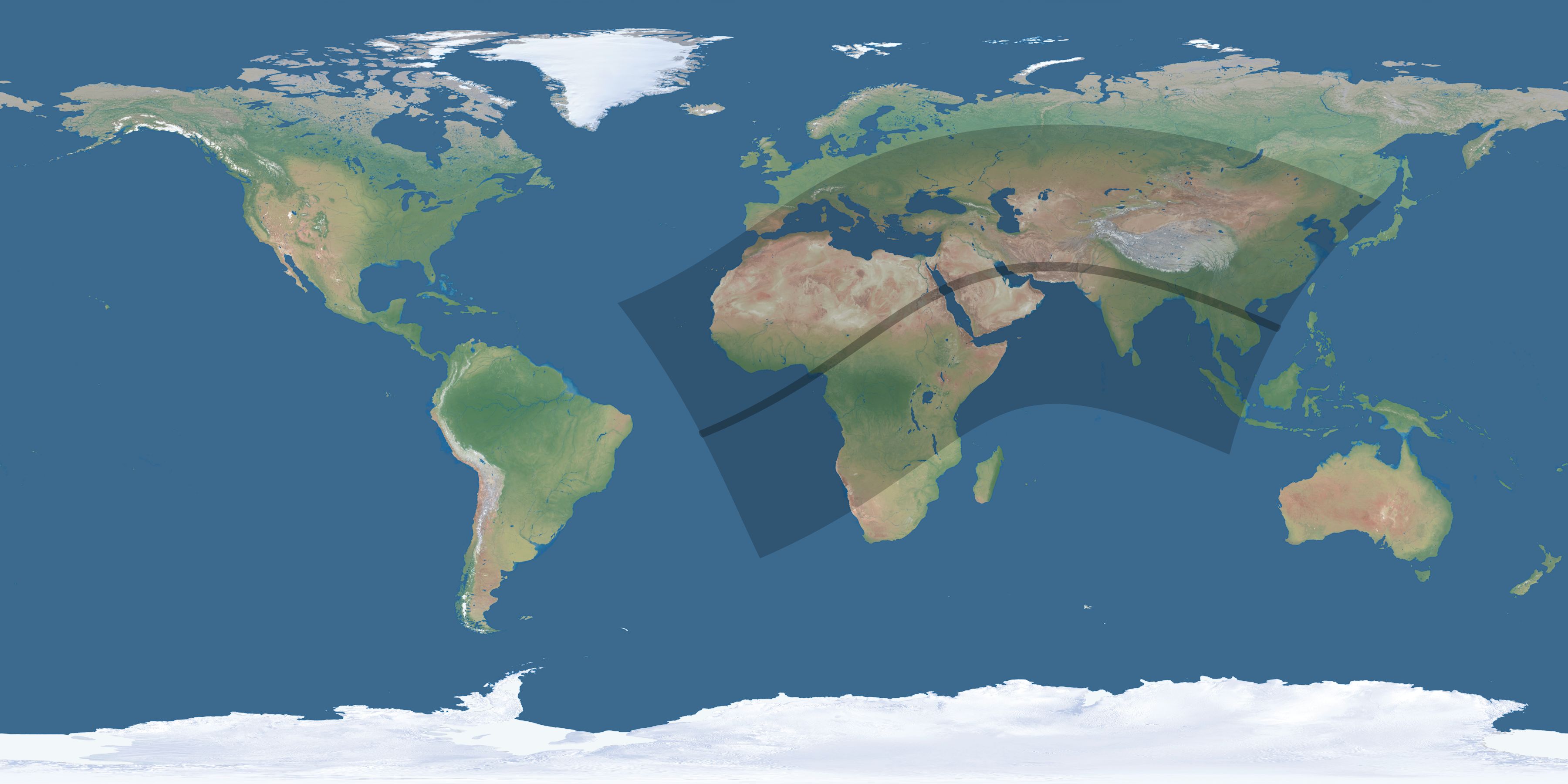 Map of the umbra and penumbra path of the solar eclipse of 06/03/2114