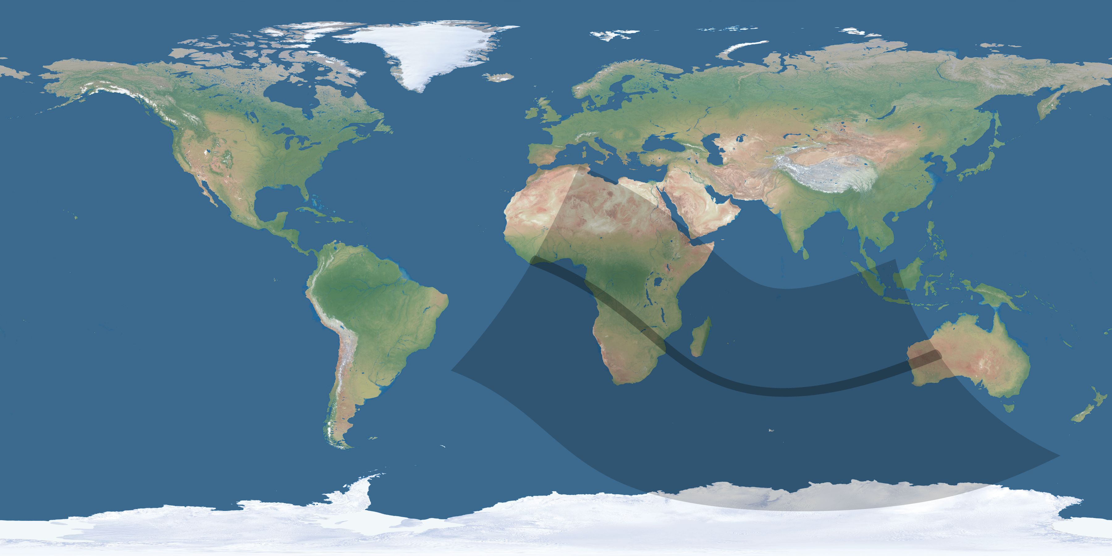 Map of the umbra and penumbra path of the solar eclipse of 11/27/2114