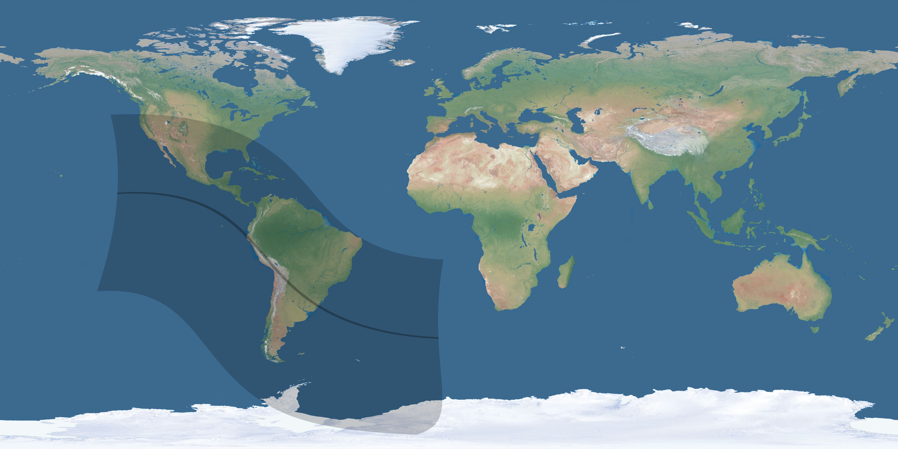 Map of the umbra and penumbra path of the solar eclipse of 09/15/2118
