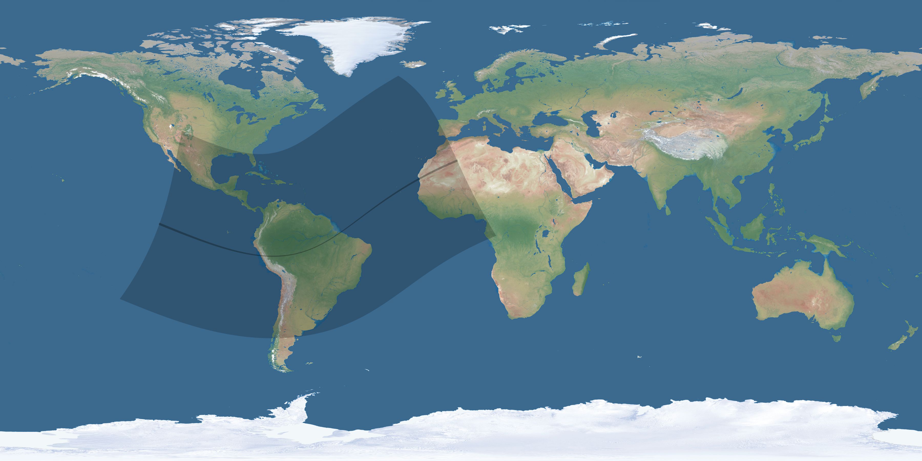 Map of the umbra and penumbra path of the solar eclipse of 01/08/2122