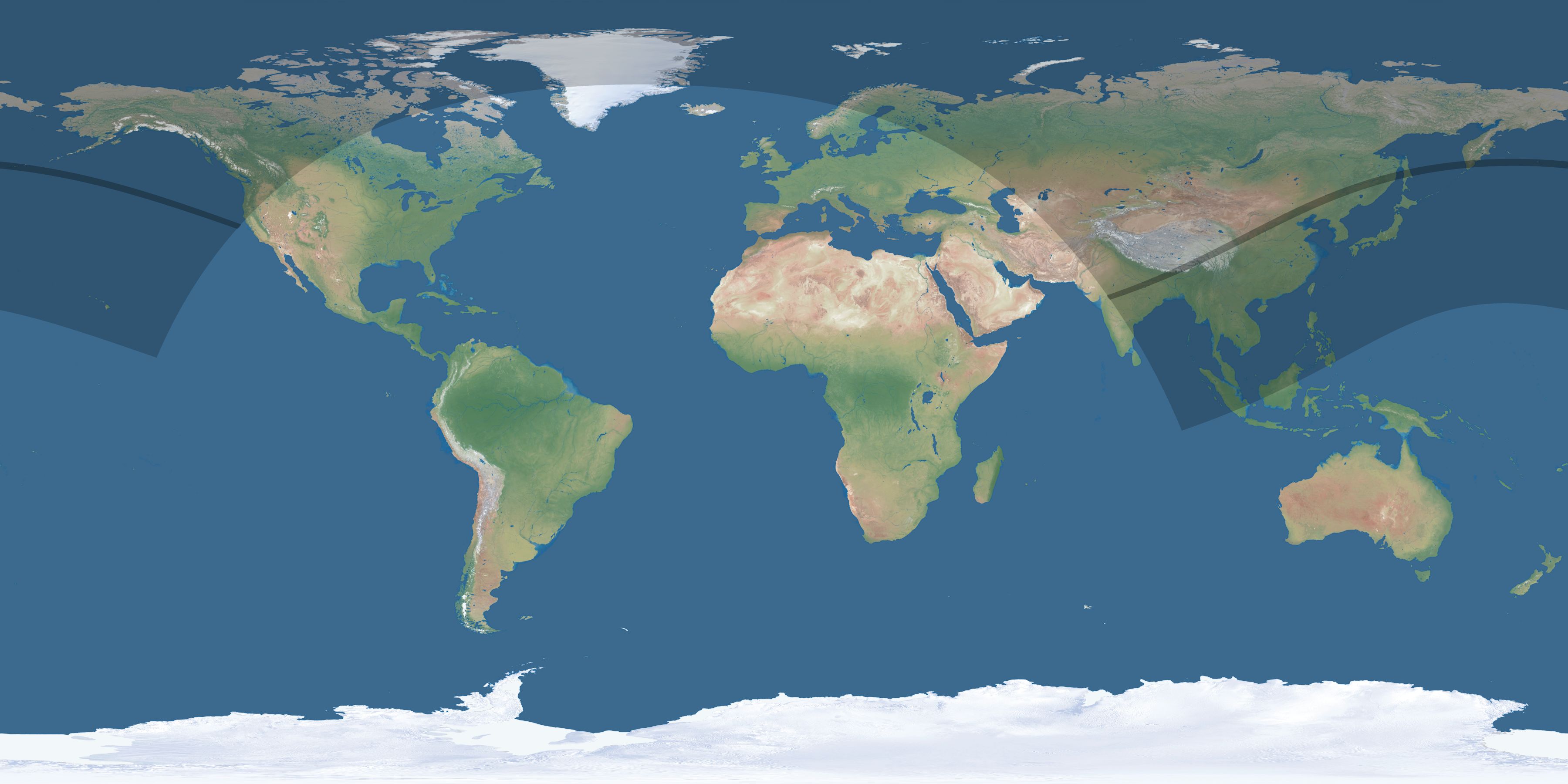 Map of the umbra and penumbra path of the solar eclipse of 05/14/2124
