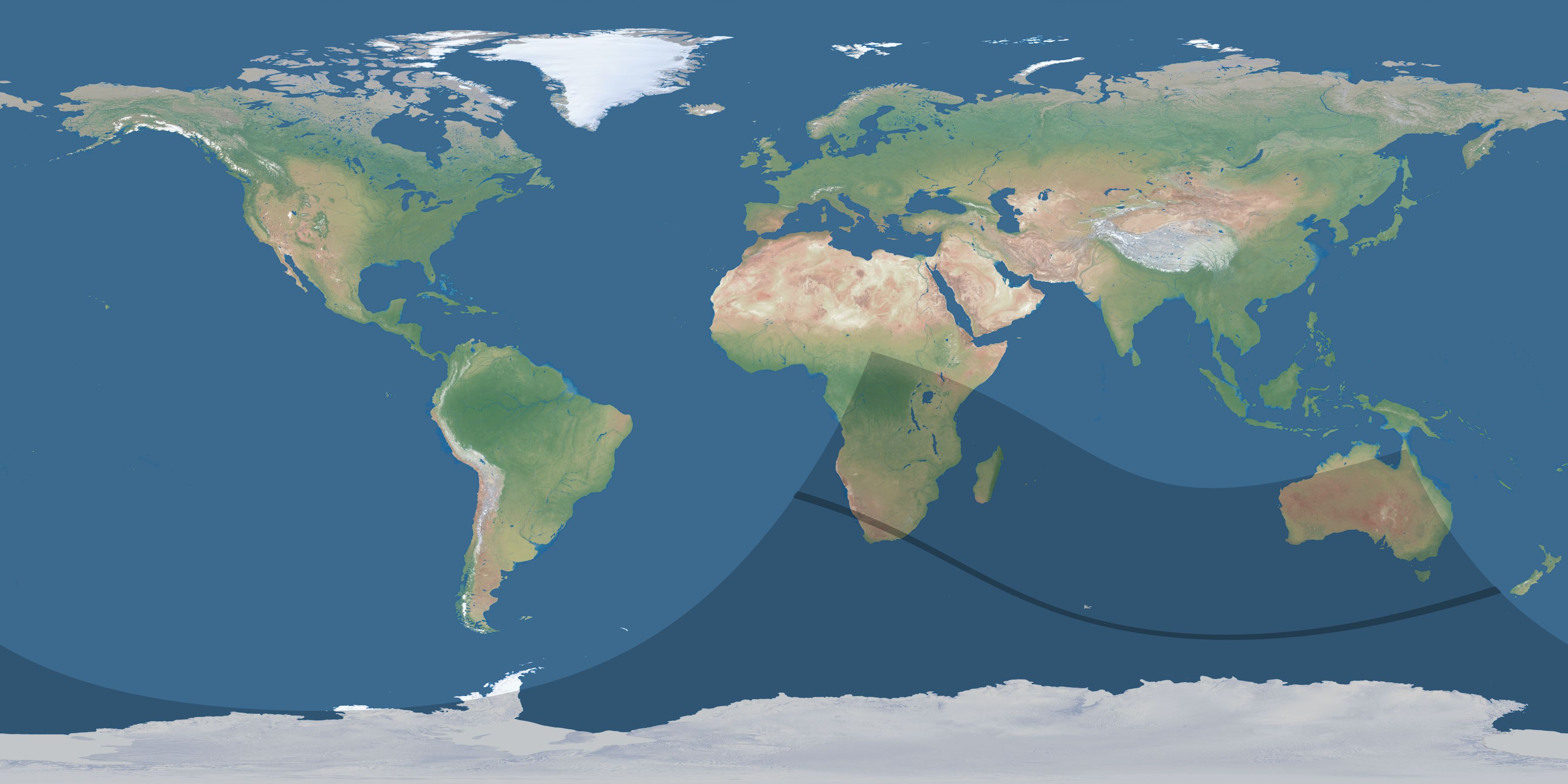 Map of the umbra and penumbra path of the solar eclipse of 11/06/2124