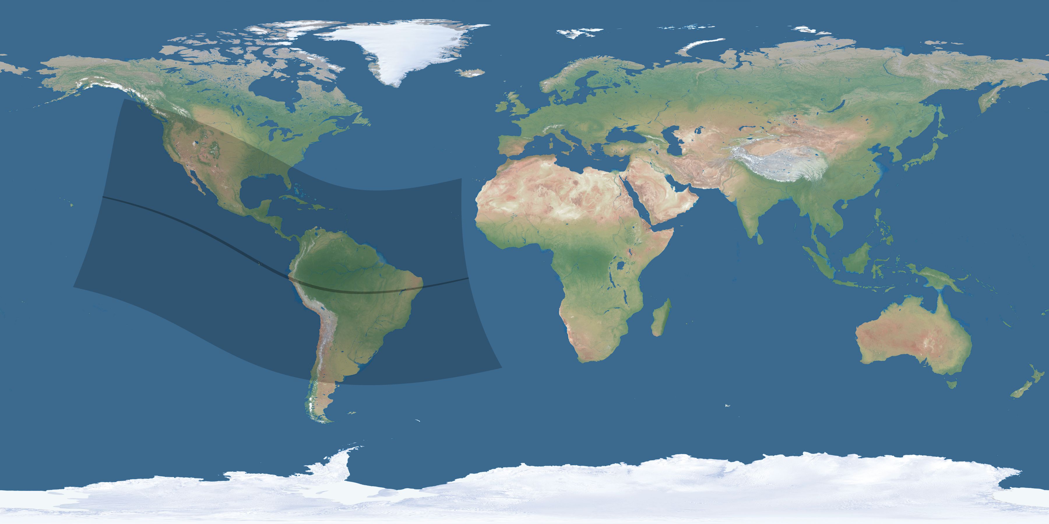 Map of the umbra and penumbra path of the solar eclipse of 10/26/2125
