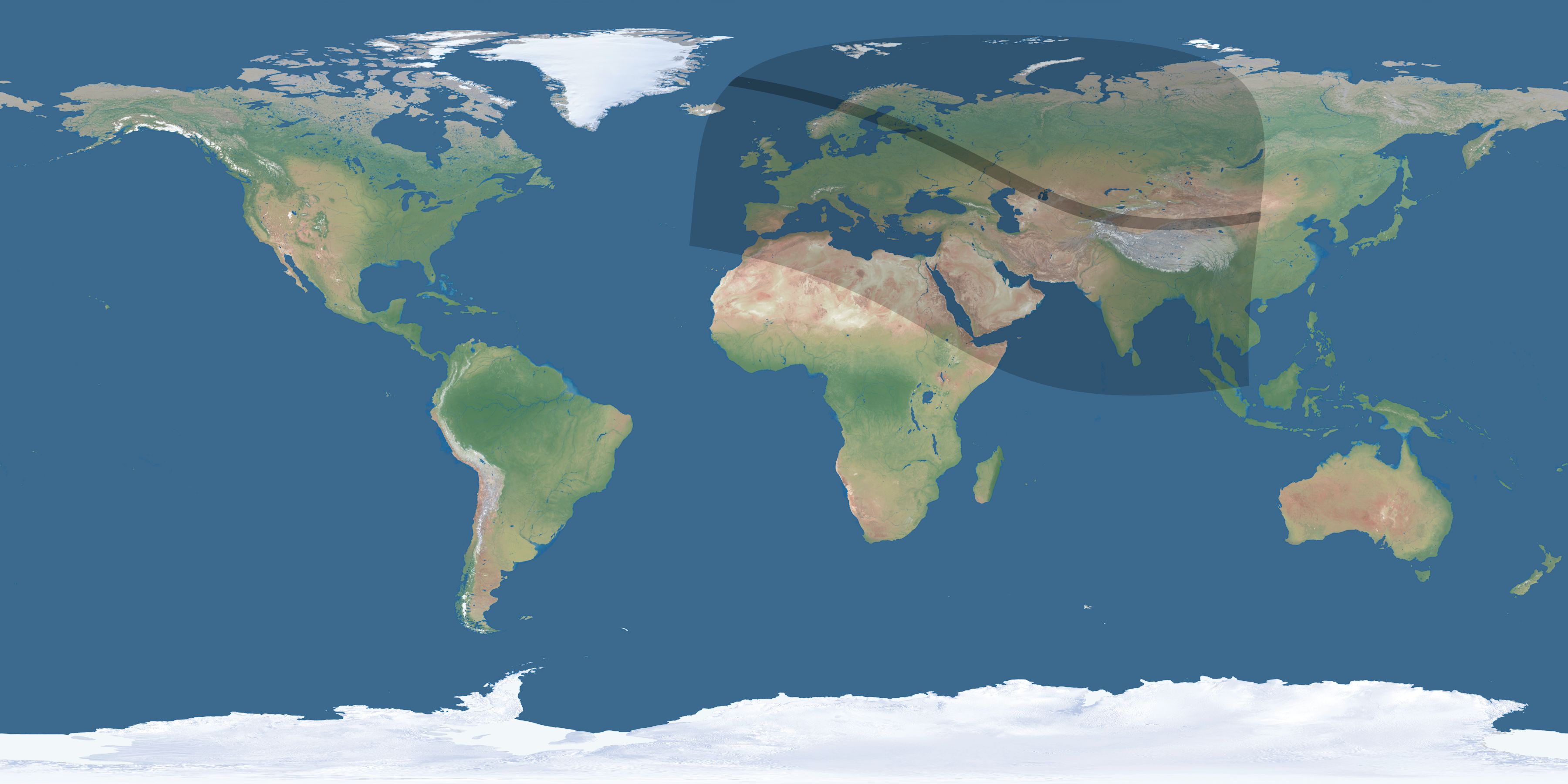 Map of the umbra and penumbra path of the solar eclipse of 10/16/2126