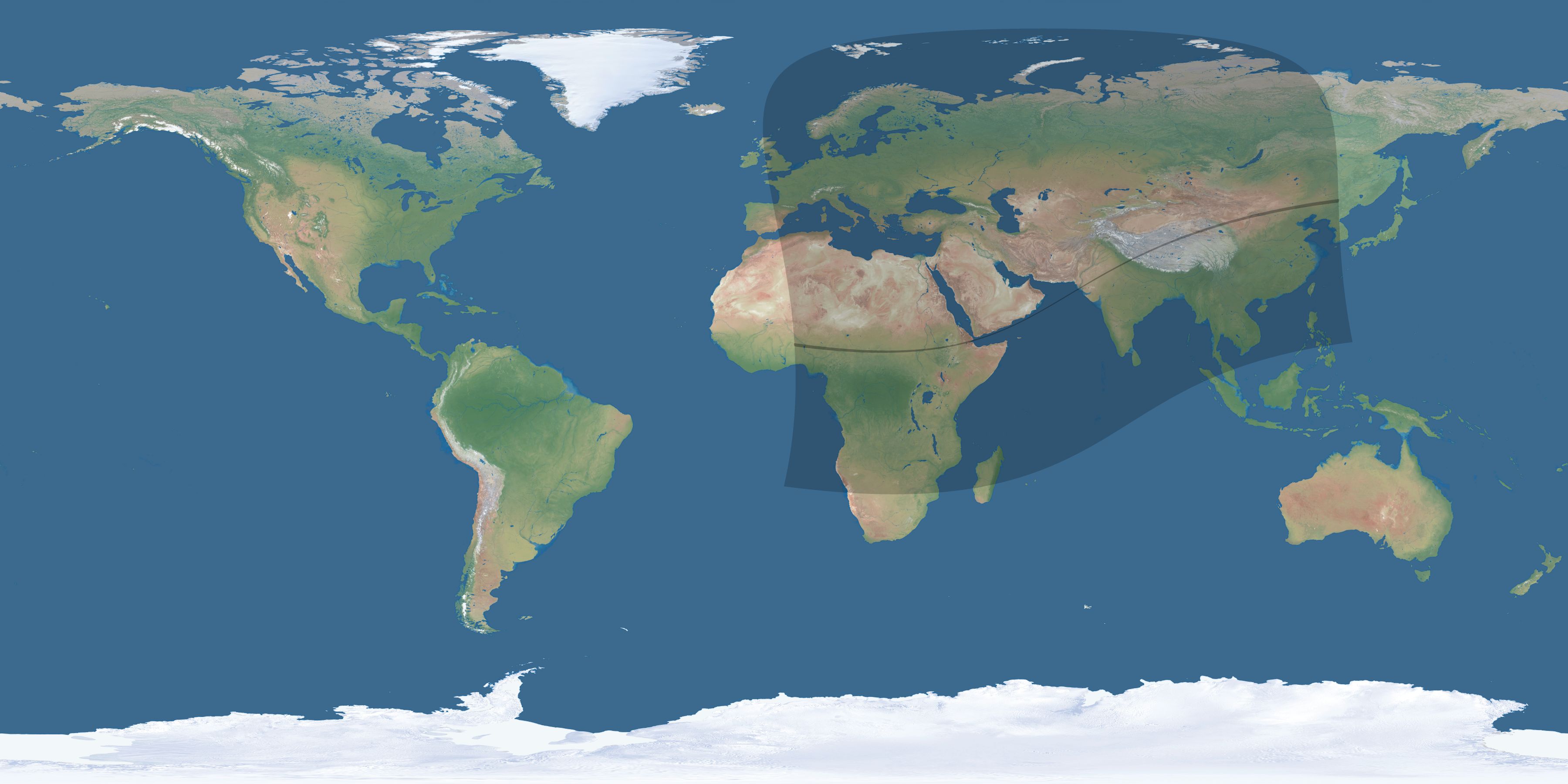 Map of the umbra and penumbra path of the solar eclipse of 03/01/2128