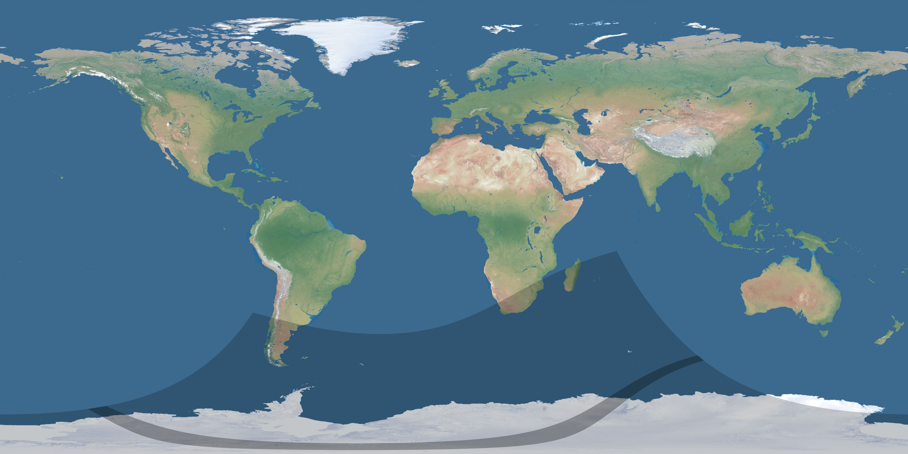 Map of the umbra and penumbra path of the solar eclipse of 02/08/2130