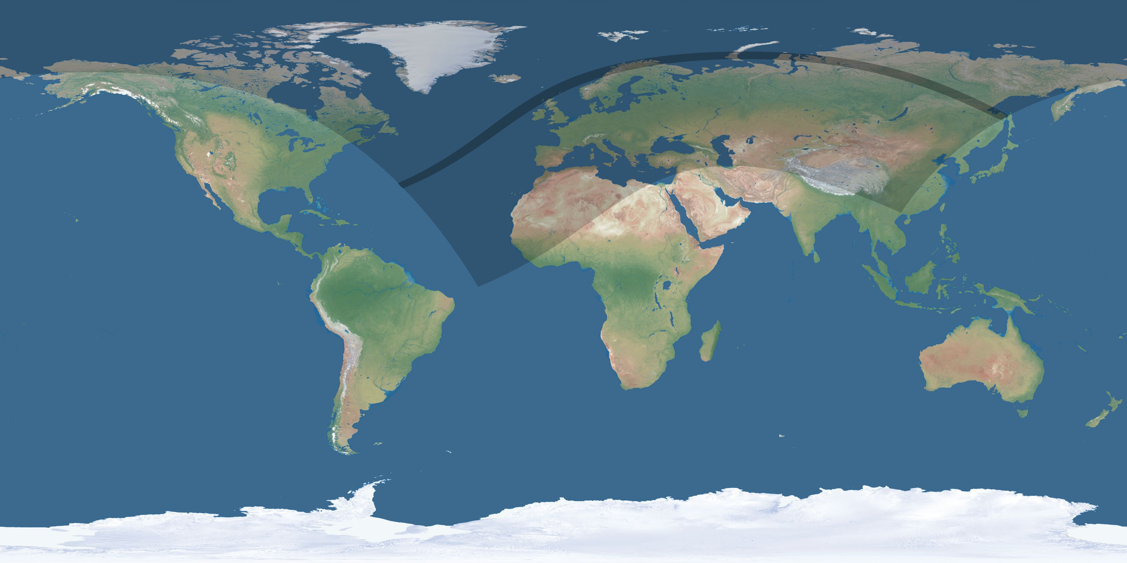 Map of the umbra and penumbra path of the solar eclipse of 06/03/2133