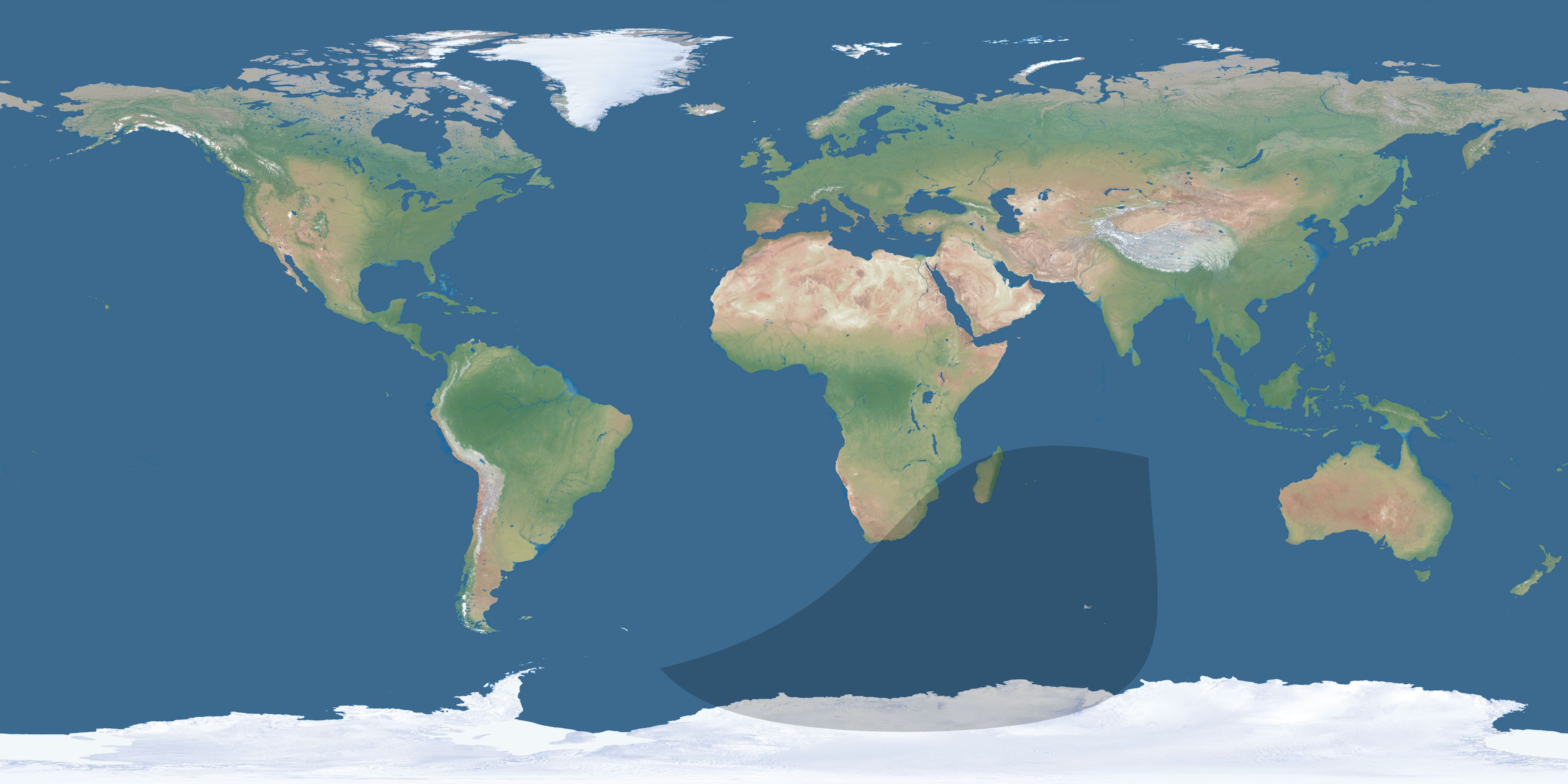Map of the umbra and penumbra path of the solar eclipse of 04/24/2134