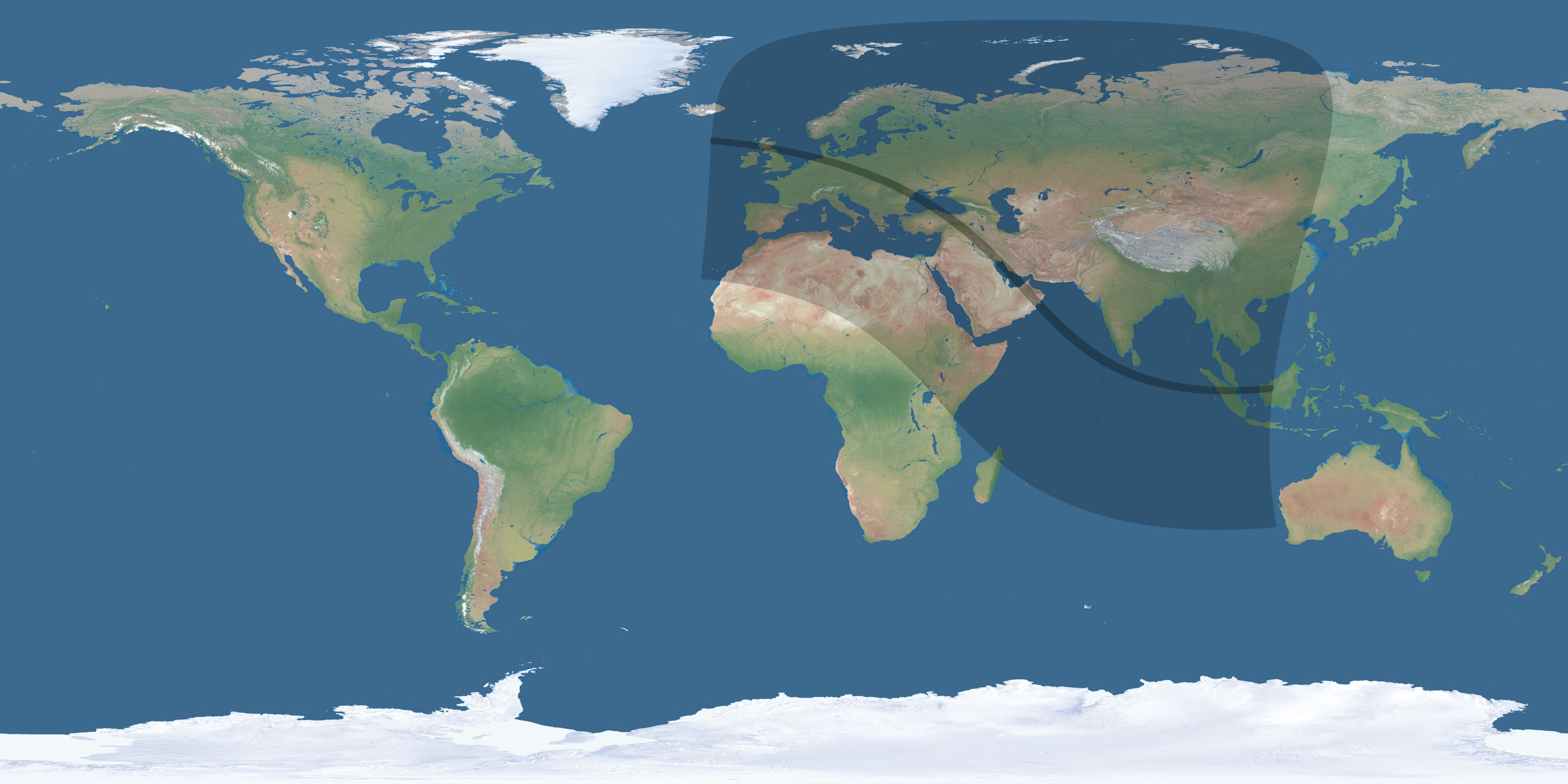 Map of the umbra and penumbra path of the solar eclipse of 10/07/2135