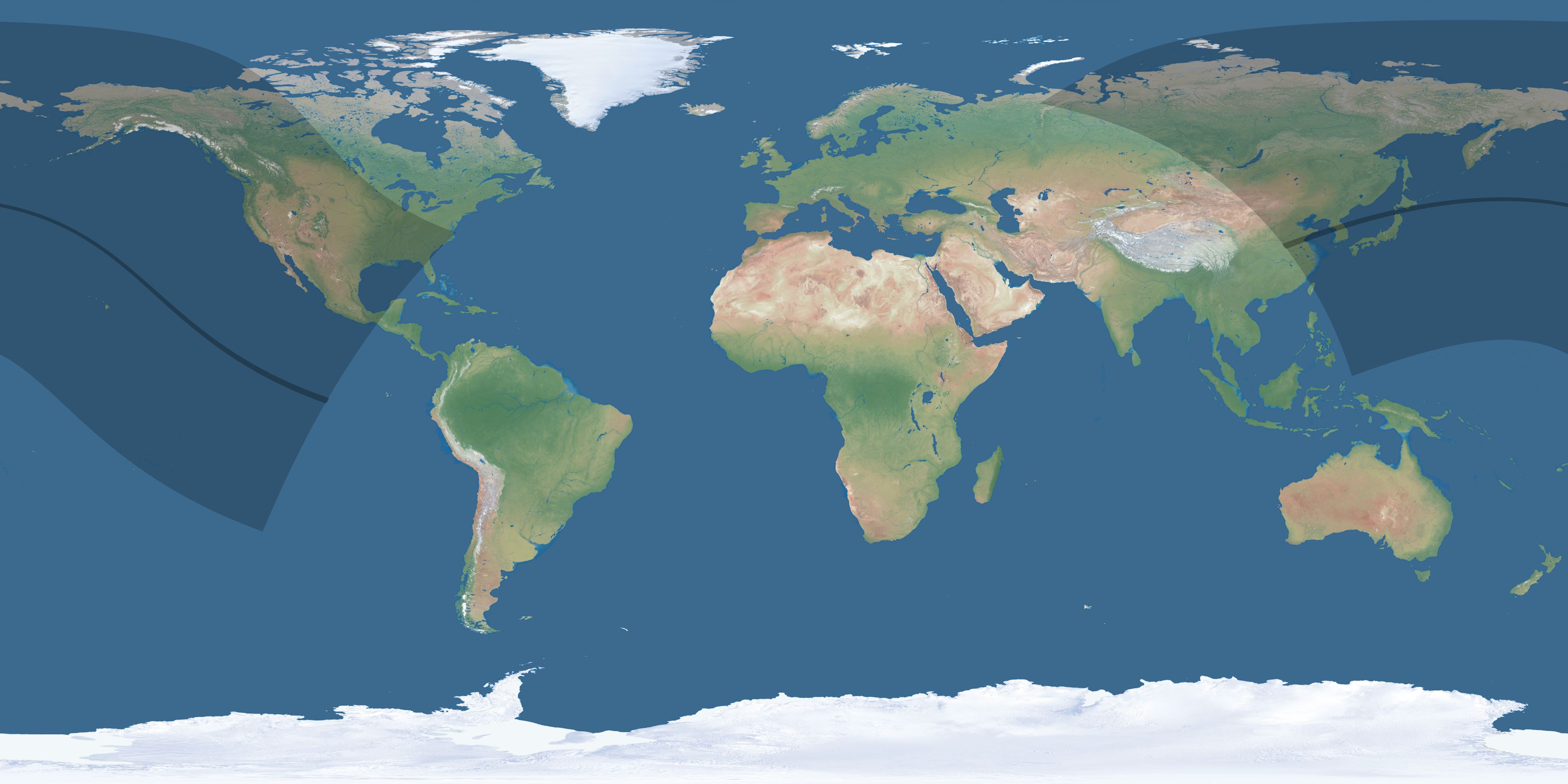 Map of the umbra and penumbra path of the solar eclipse of 07/25/2139