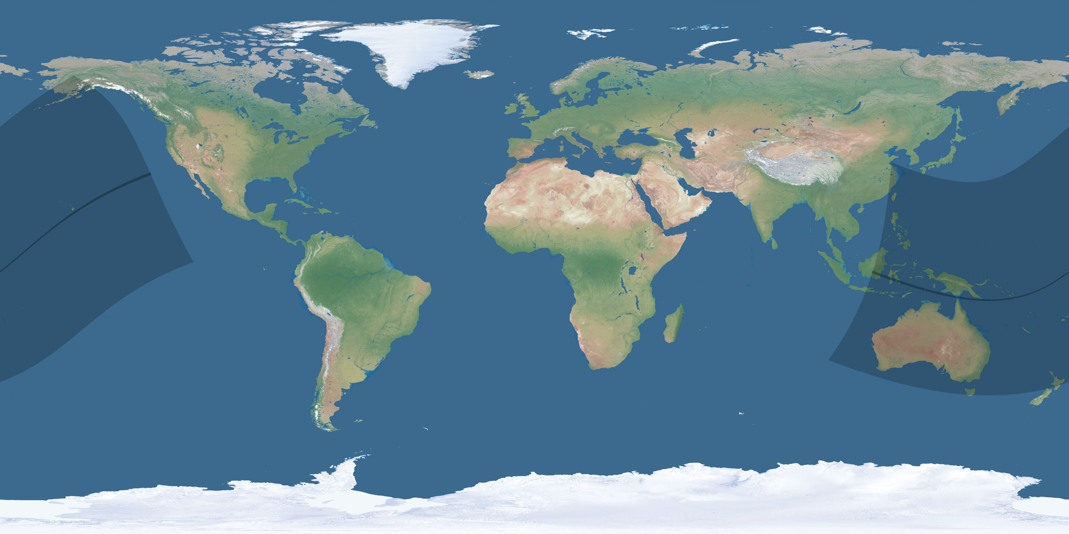 Map of the umbra and penumbra path of the solar eclipse of 01/20/2140