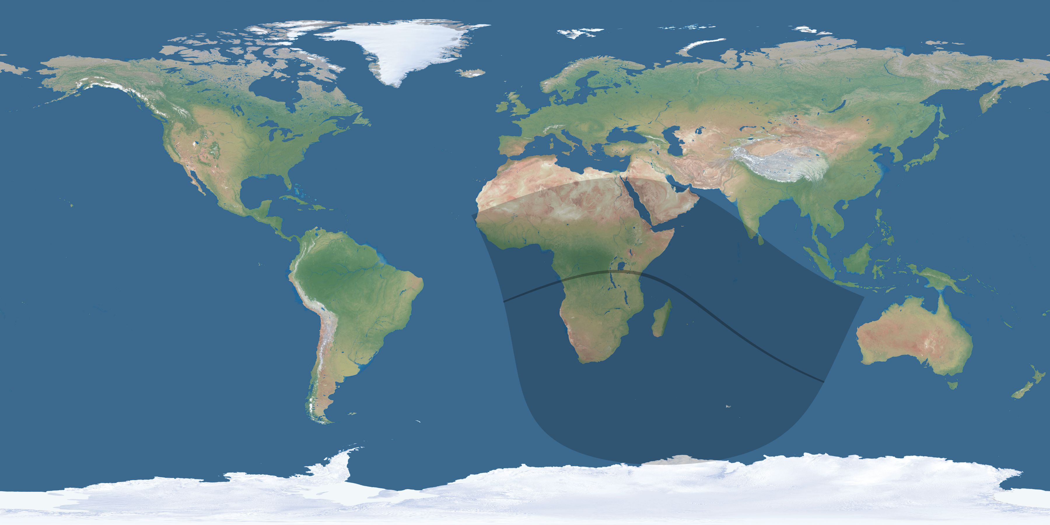 Map of the umbra and penumbra path of the solar eclipse of 07/14/2140