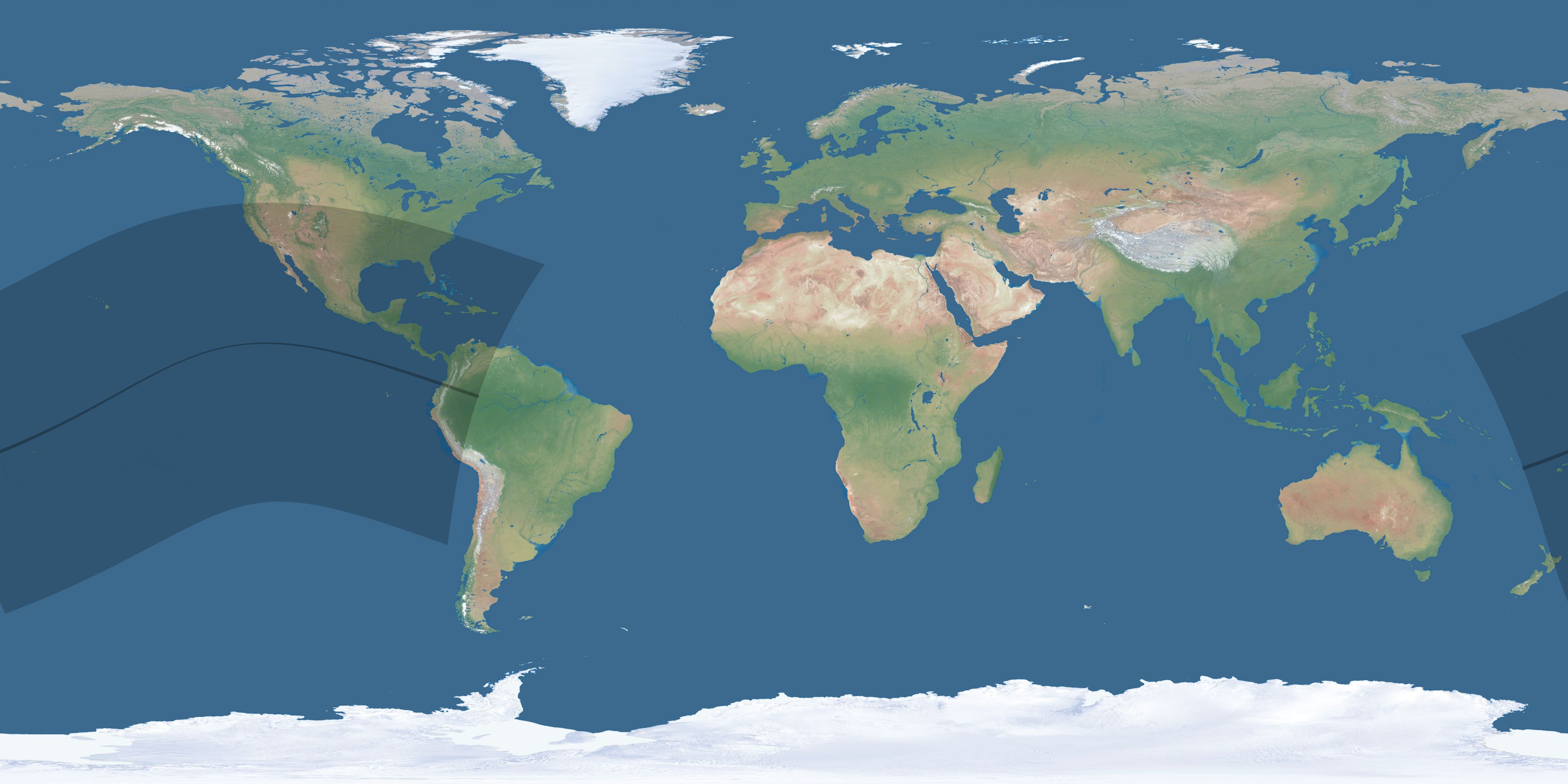 Map of the umbra and penumbra path of the solar eclipse of 05/14/2143