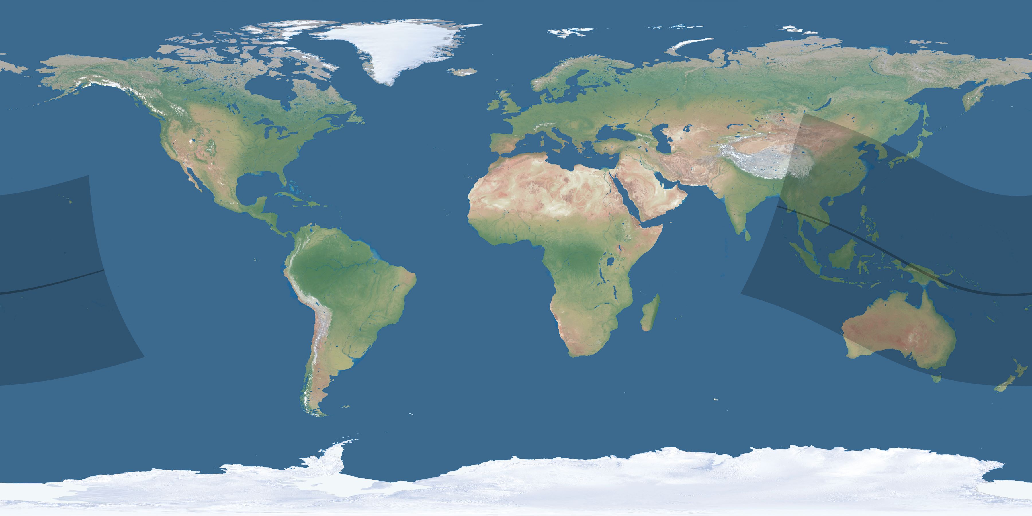 Map of the umbra and penumbra path of the solar eclipse of 11/07/2143