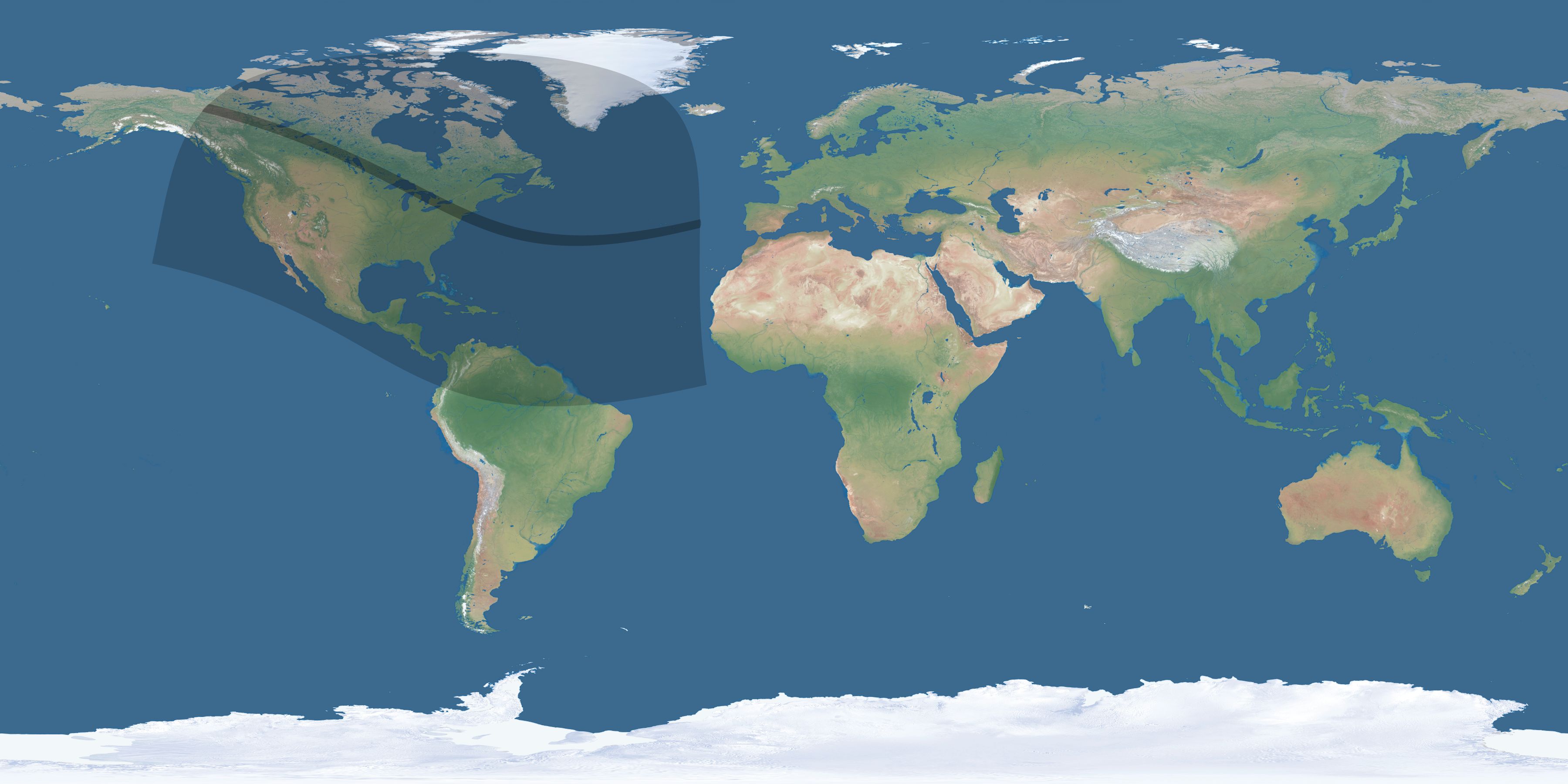 Map of the umbra and penumbra path of the solar eclipse of 10/26/2144