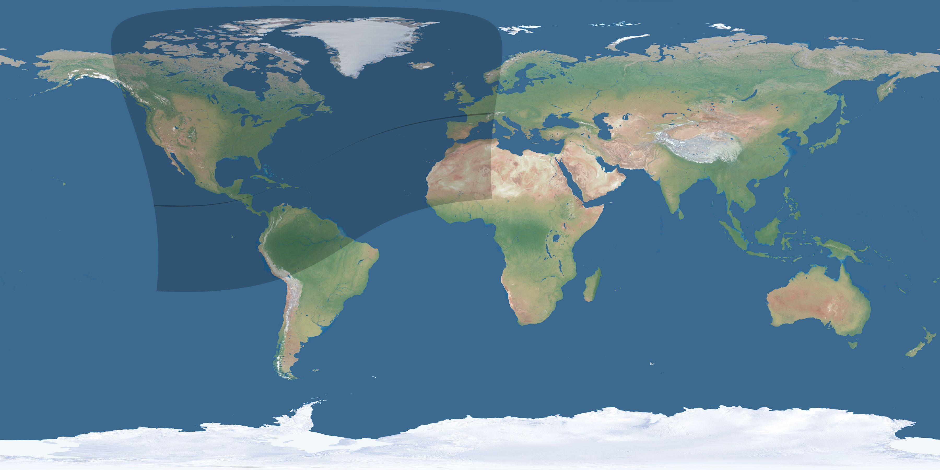 Map of the umbra and penumbra path of the solar eclipse of 03/12/2146