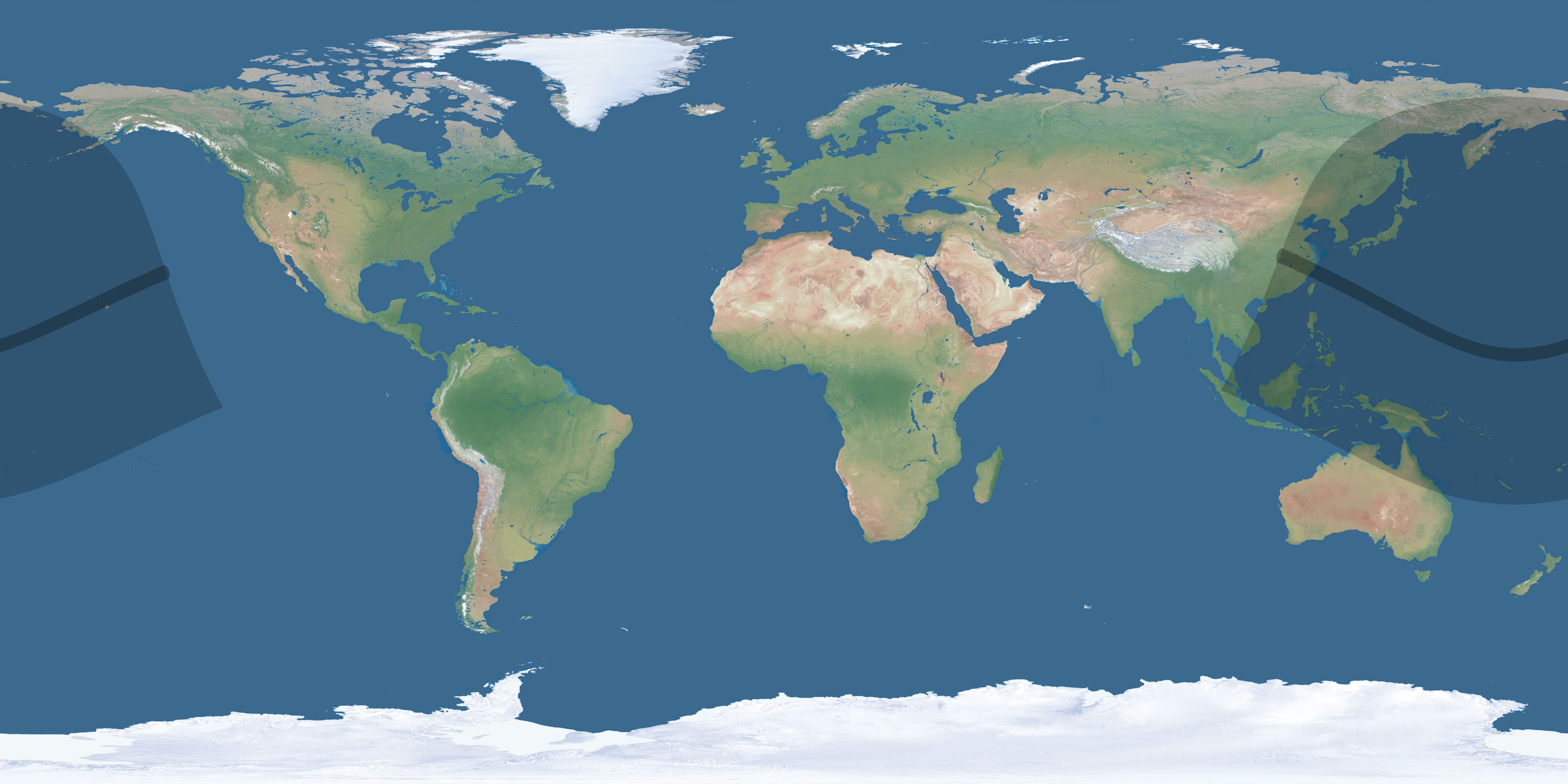 Map of the umbra and penumbra path of the solar eclipse of 12/30/2149